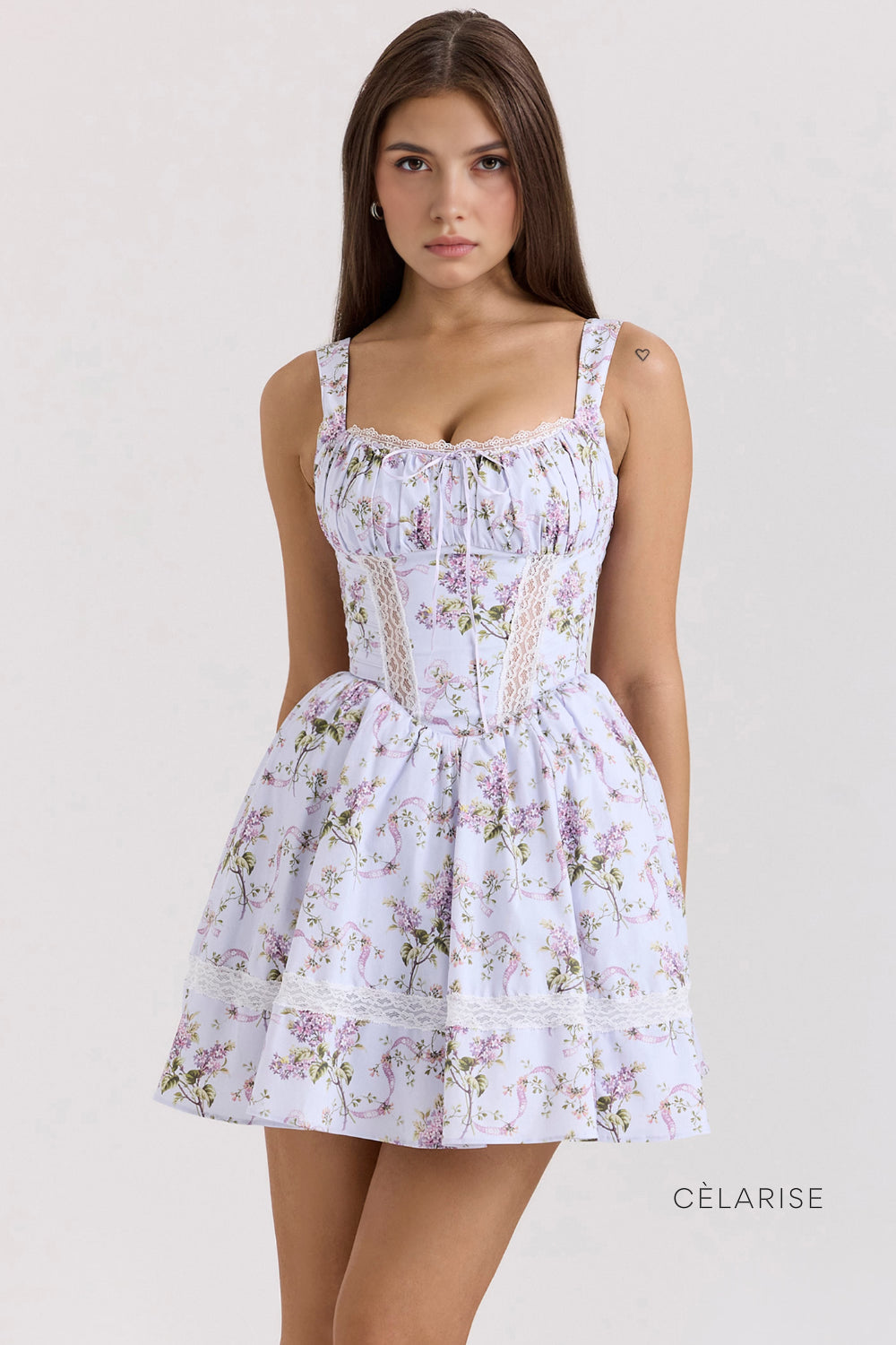Celarise Addison Cicekli Dantelli Mini Elbise | 2734 | 2735 | 2736 | 2737