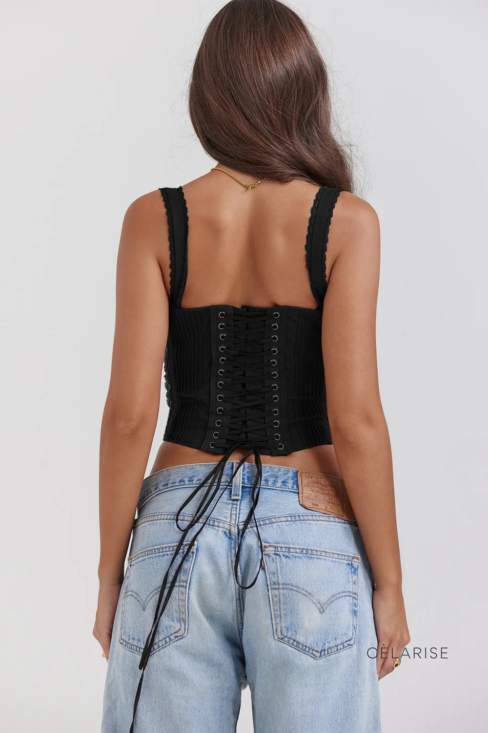 Celarise Alma Fiyonklu Dantel Korse | Siyah-PP | Siyah-P | Siyah-M | Siyah-G