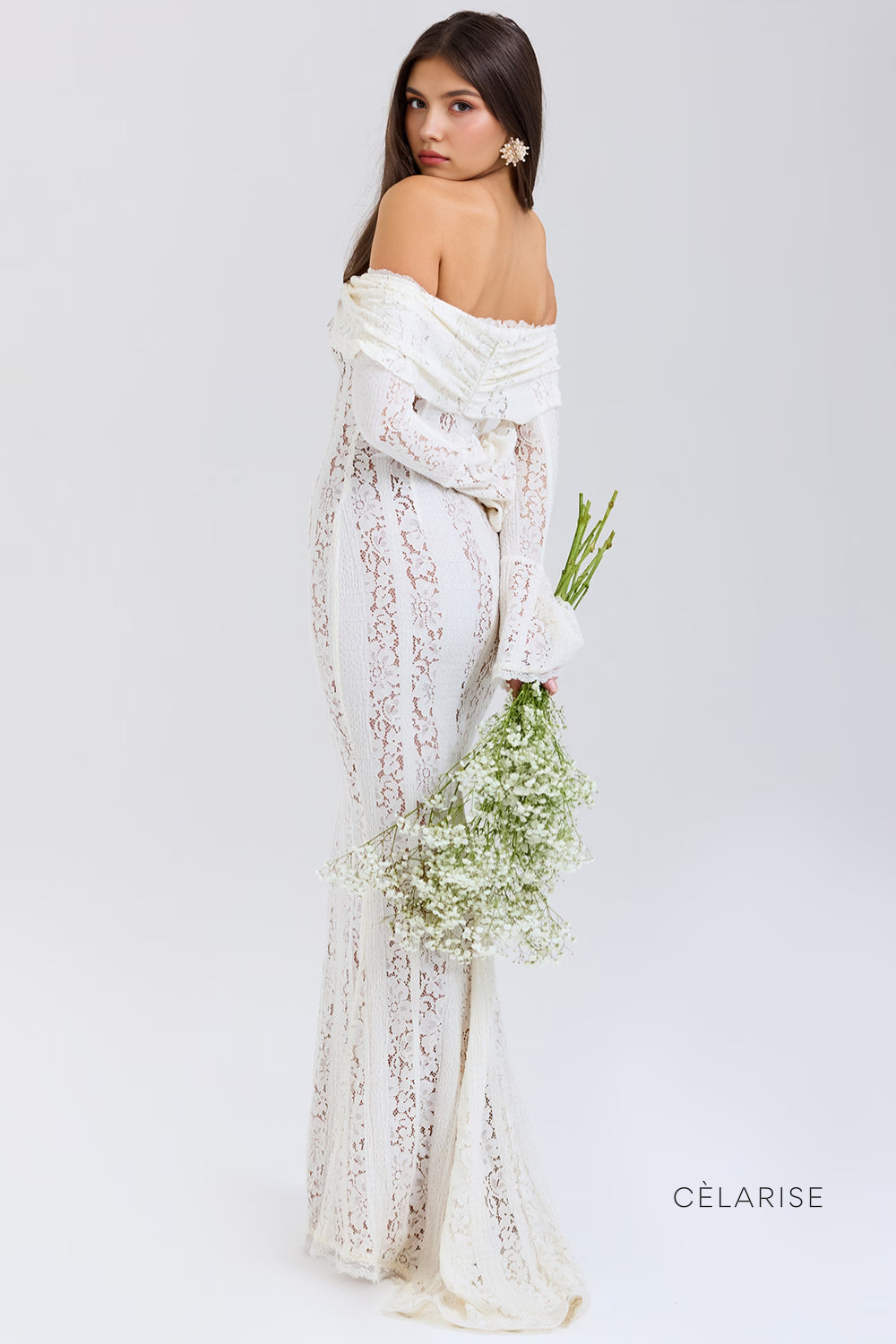 Celarise Alyiah Dantelli Uzun Elbise | Beyaz-PP | Beyaz-P | Beyaz-M | Beyaz-G