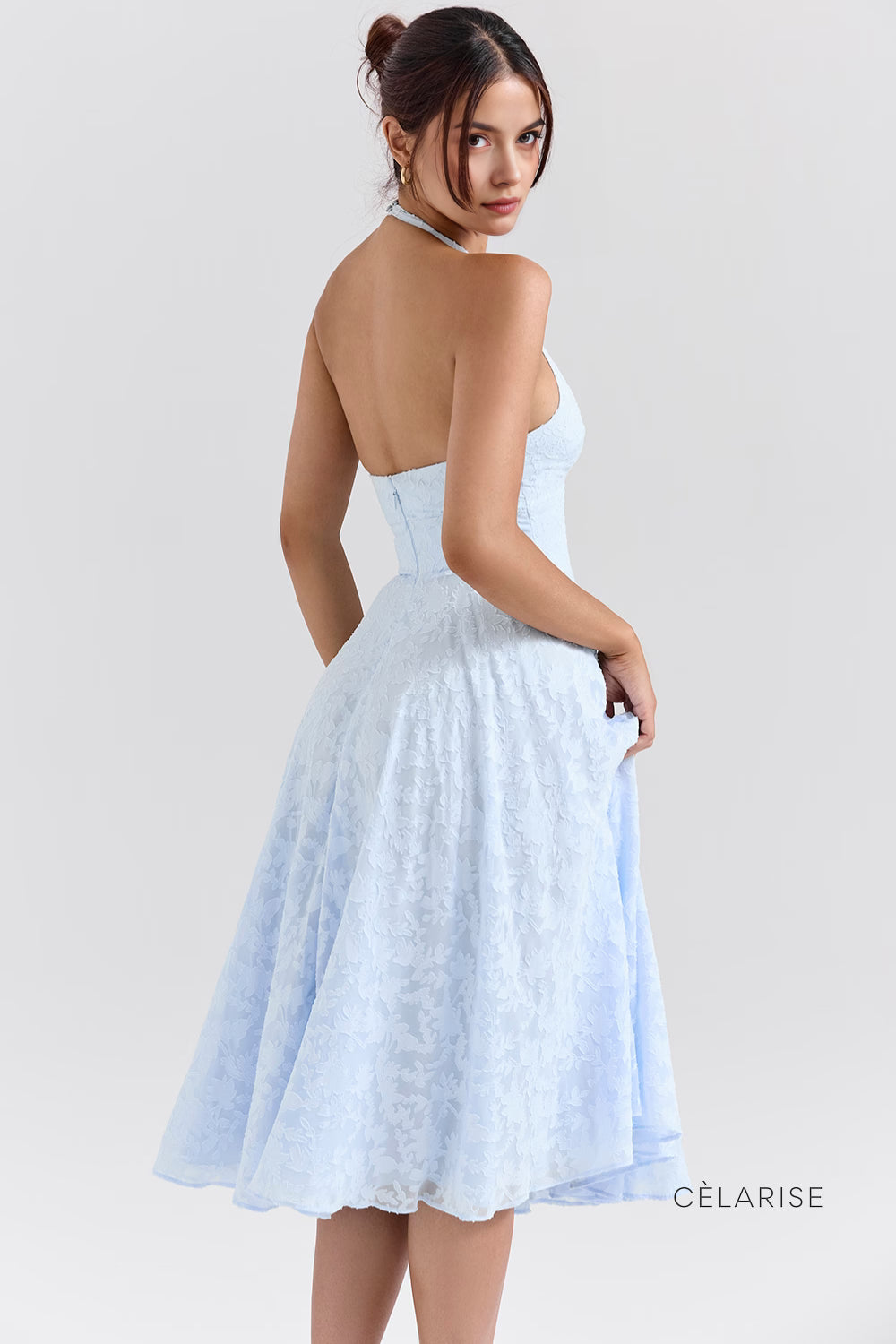 Celarise Ann Halter Midi Elbise | Azul floral-PP | Azul floral-P | Azul floral-M | Azul floral-G