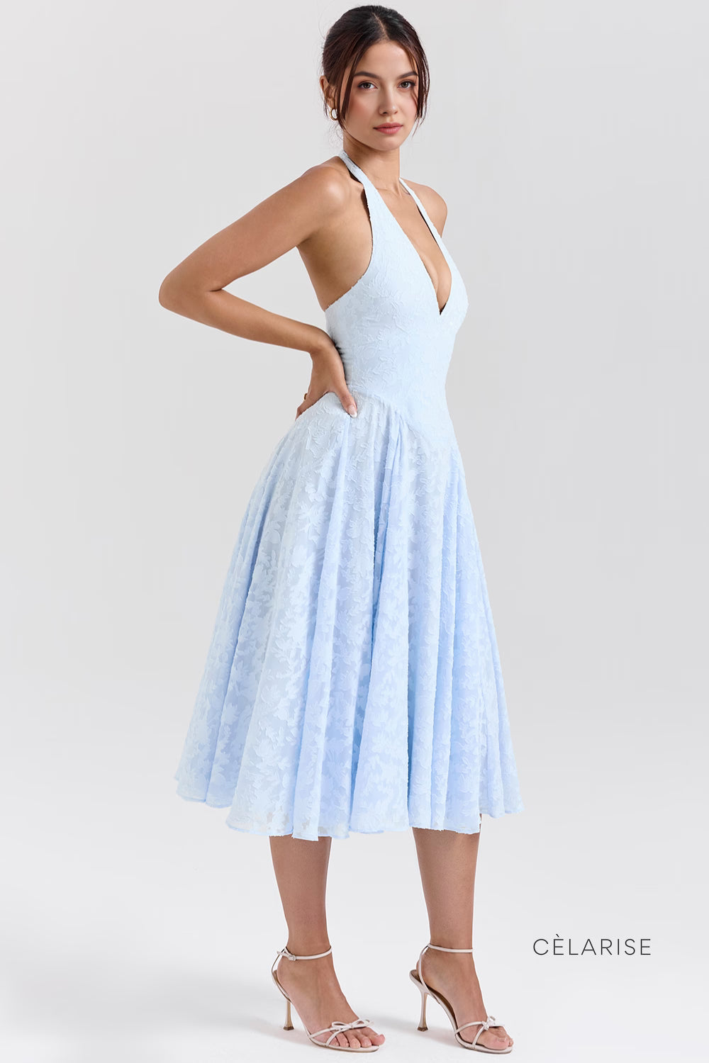 Celarise Ann Halter Midi Elbise | Azul floral-PP | Azul floral-P | Azul floral-M | Azul floral-G