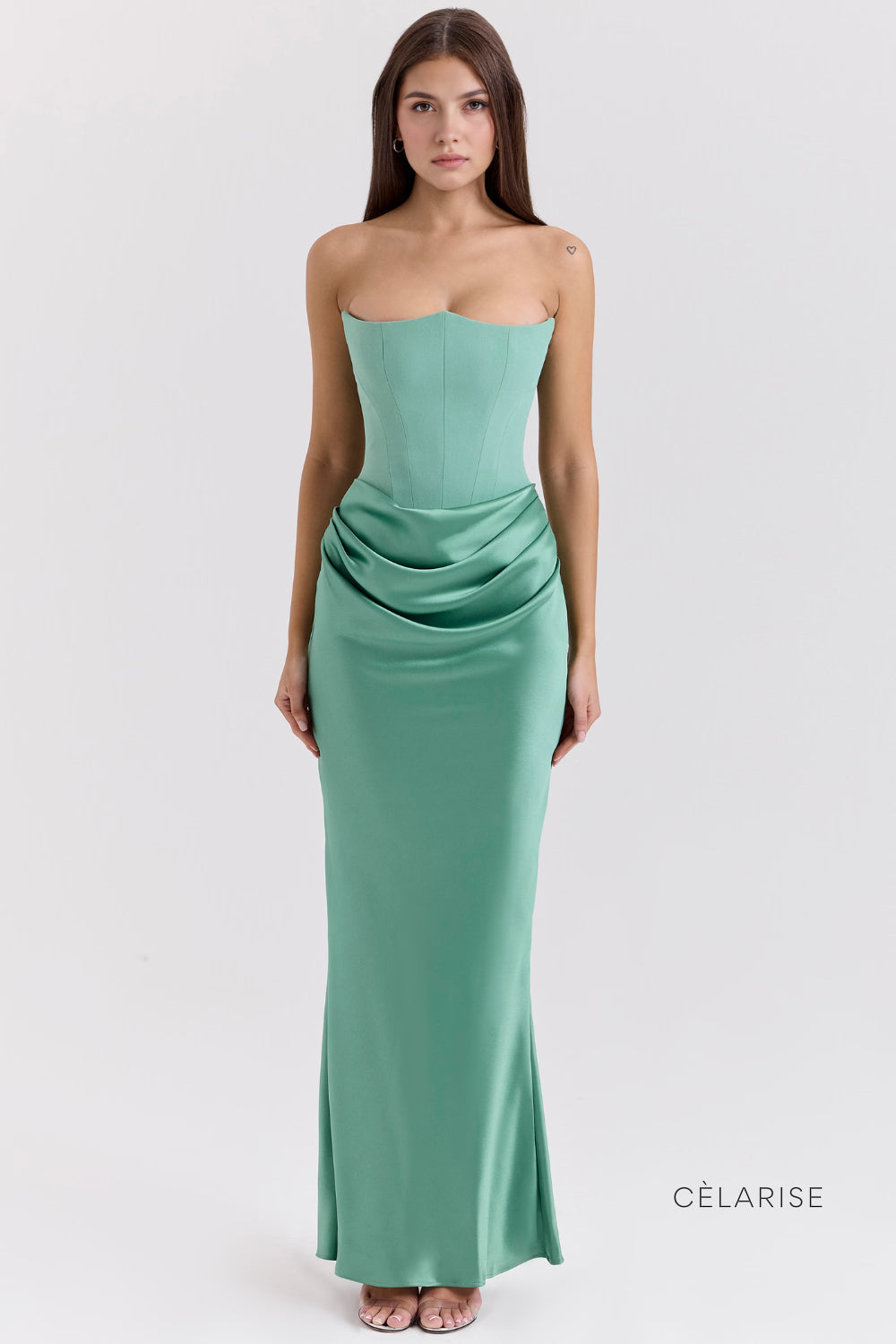 Celarise Annalisa Straplez Uzun Elbise | Verde esmeralda-PP | Verde esmeralda-P | Verde esmeralda-M | Verde esmeralda-G
