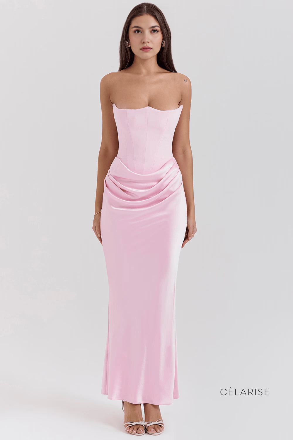 Celarise Annalisa Straplez Uzun Elbise | Rosa-PP | Rosa-P | Rosa-M | Rosa-G