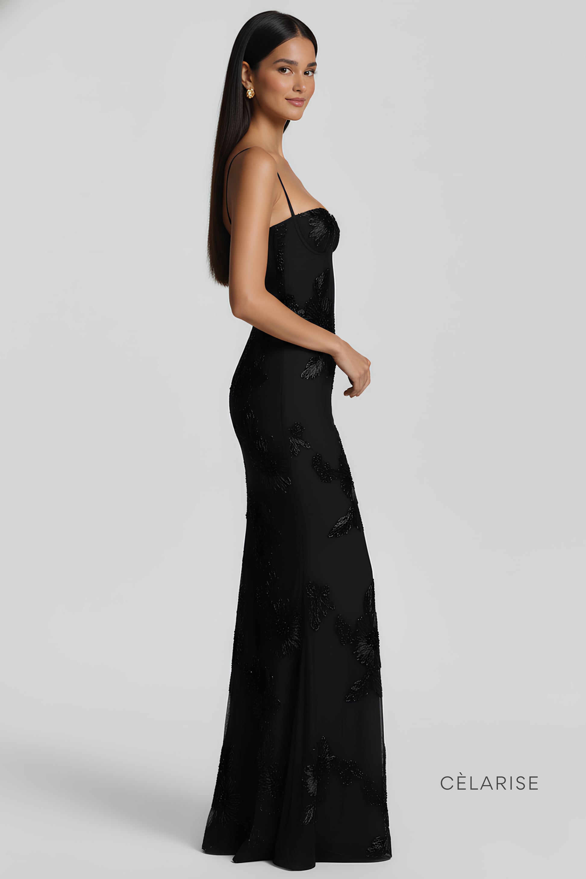 Celarise Anslee Flora Korseli Maxi Elbise | Siyah-PP | Siyah-P | Siyah-M | Siyah-G