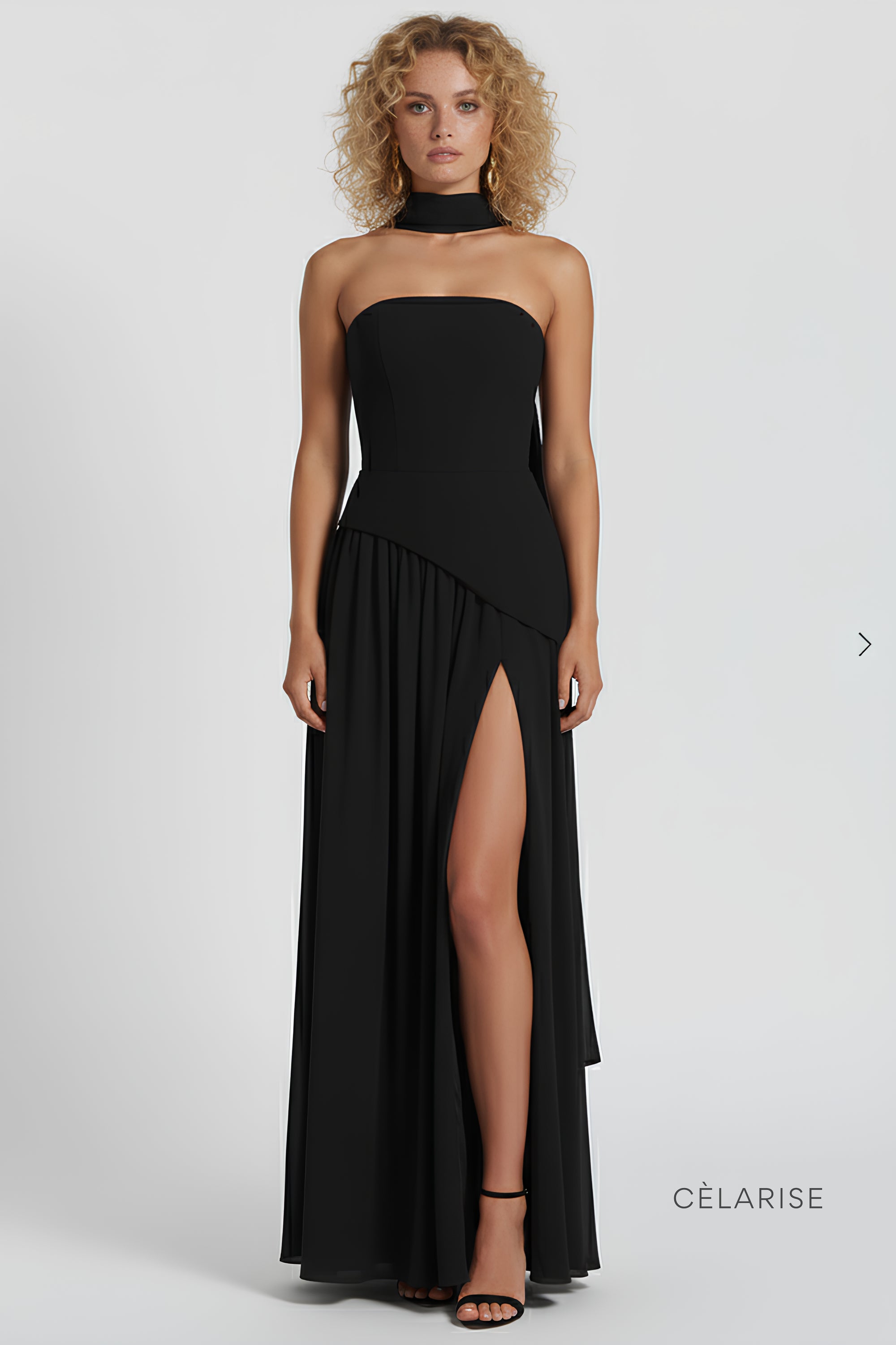 Celarise Aubriee Uzun Kollu Asimetrik Elbise | Siyah-PP | Siyah-P | Siyah-M | Siyah-G