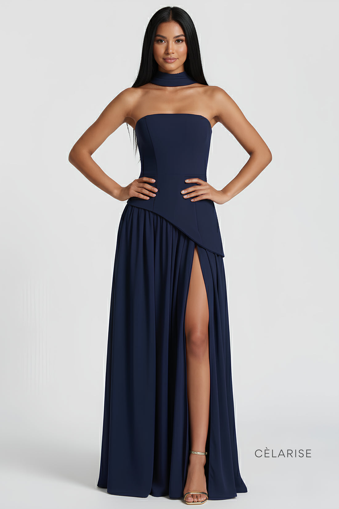 Celarise Aubriee Uzun Kollu Asimetrik Elbise | Kahverengi-PP | Kahverengi-P | Kahverengi-M | Kahverengi-G