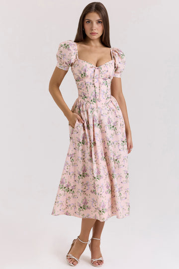 Celarise Cailin Cicekli Mini Bustiyer Elbise | Rosa floral-PP | Rosa floral-P | Rosa floral-M | Rosa floral-G