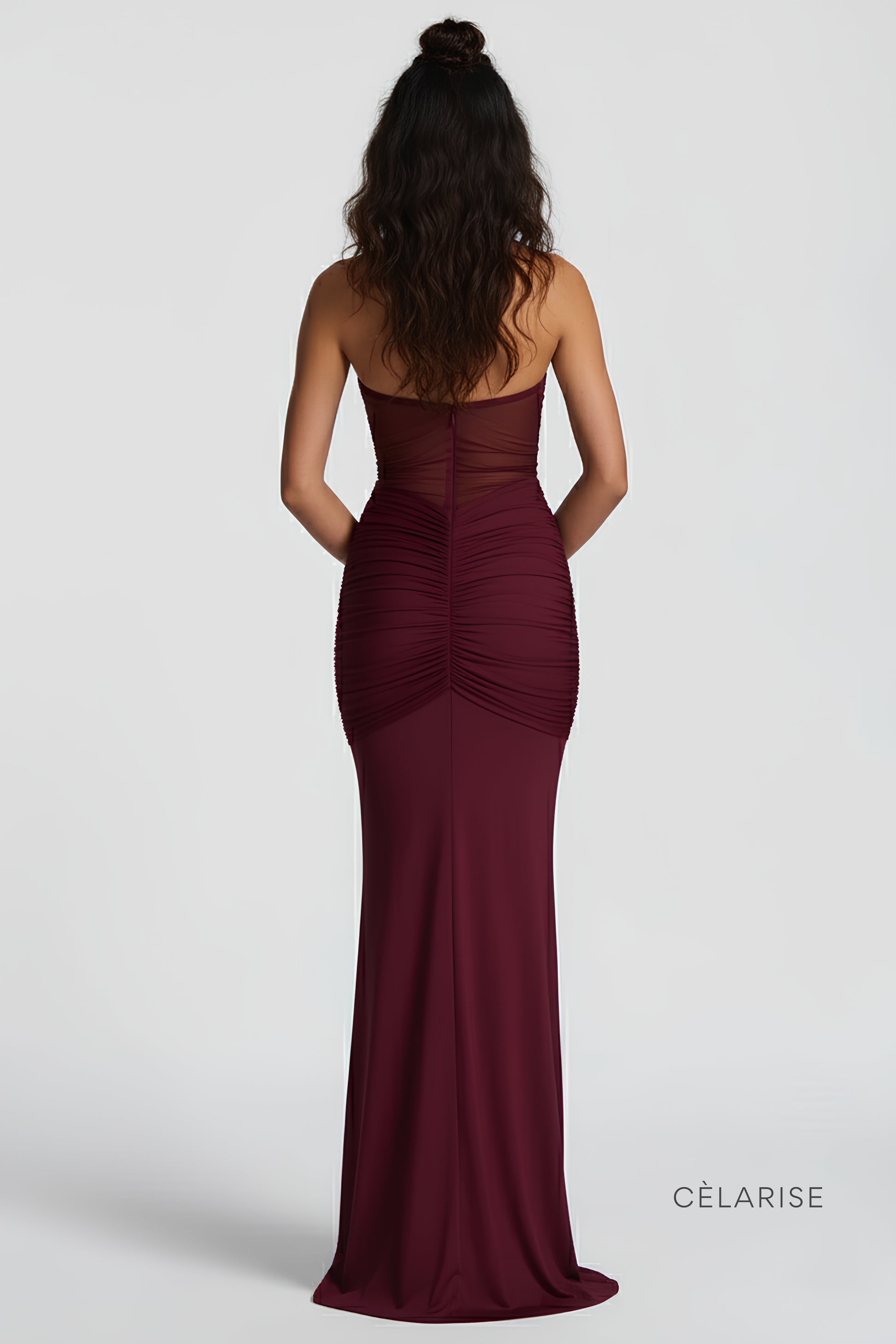 Celarise Cordelia File Detayli Uzun Elbise | Marsala-PP | Marsala-P | Marsala-M | Marsala-G