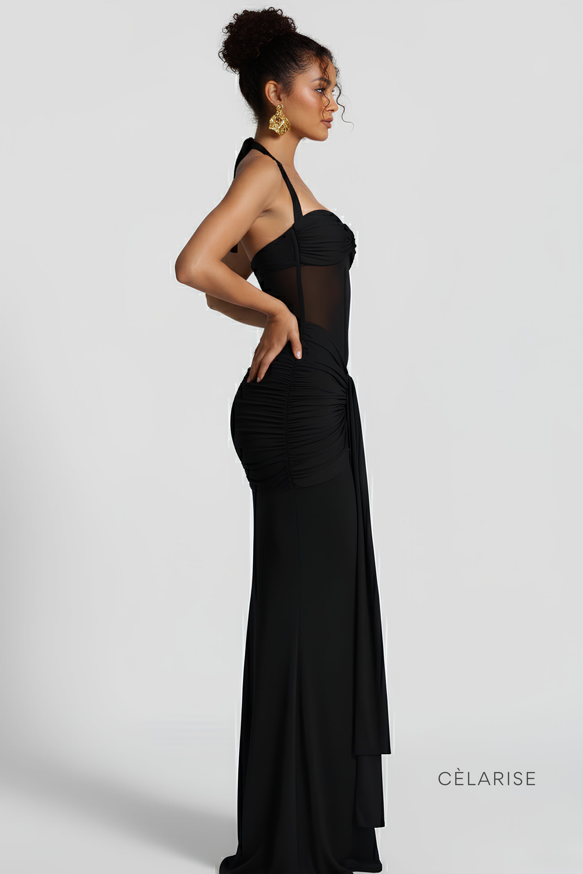 Celarise Cordelia File Detayli Uzun Elbise | Siyah-PP | Siyah-P | Siyah-M | Siyah-G