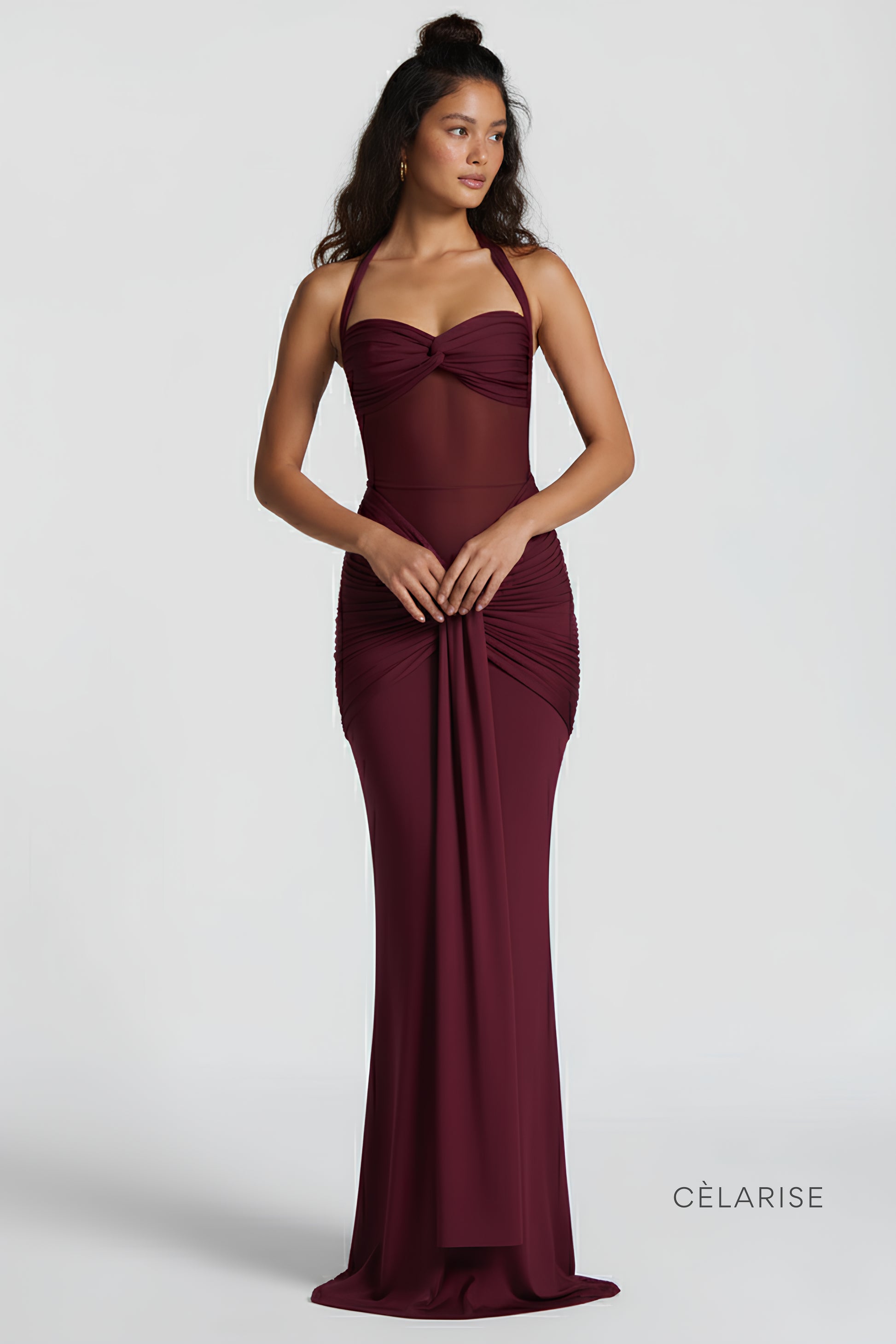 Celarise Cordelia File Detayli Uzun Elbise | Marsala-PP | Marsala-P | Marsala-M | Marsala-G