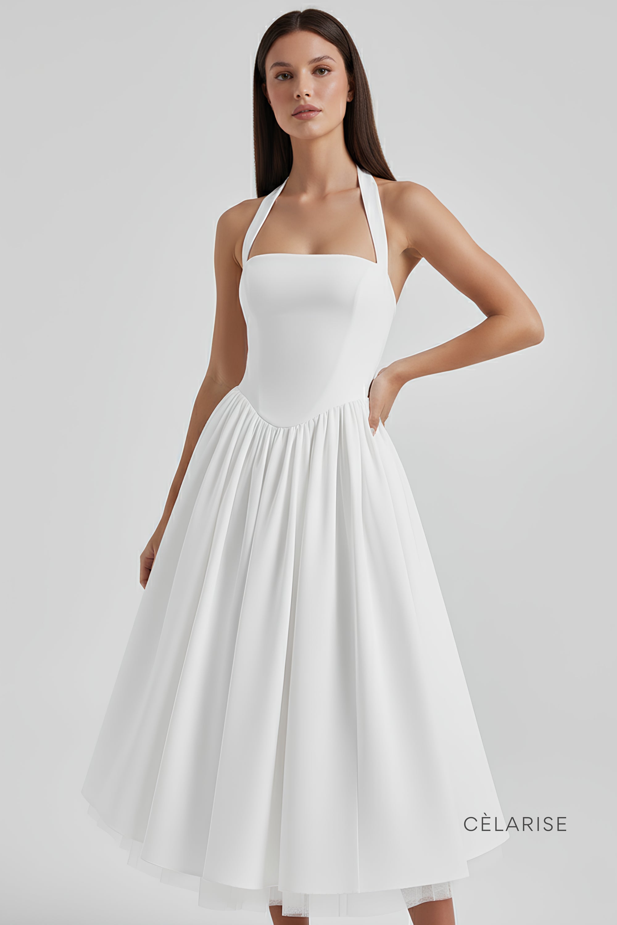 Celarise Cristel Zarif Modelleyici Midi Elbise | Branco-PP | Branco-P | Branco-M | Branco-G