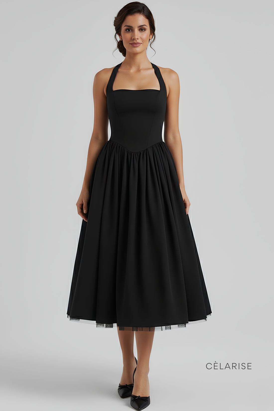 Celarise Cristel Zarif Modelleyici Midi Elbise | Preto-PP | Preto-P | Preto-M | Preto-G