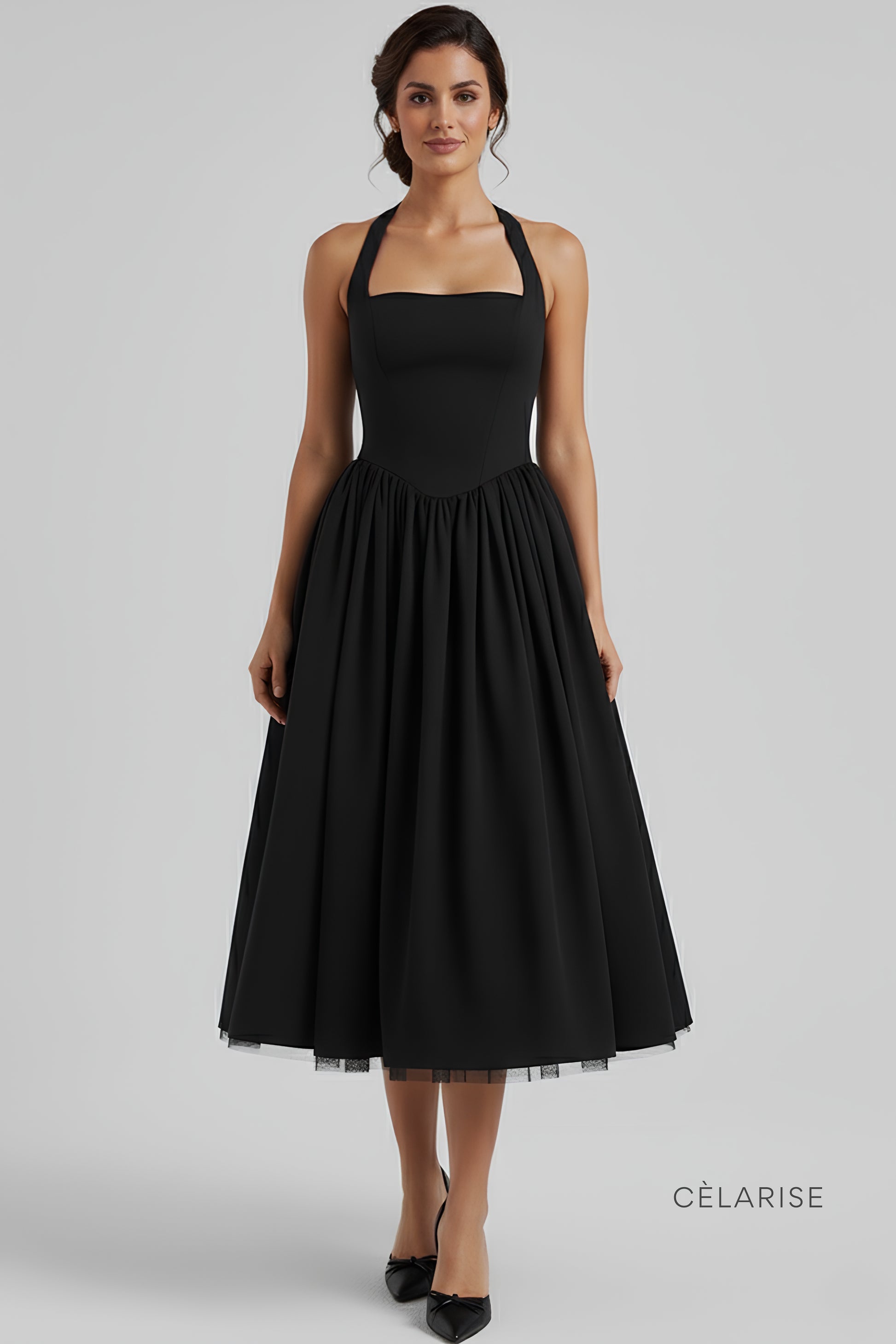 Celarise Cristel Zarif Modelleyici Midi Elbise | Preto-PP | Preto-P | Preto-M | Preto-G