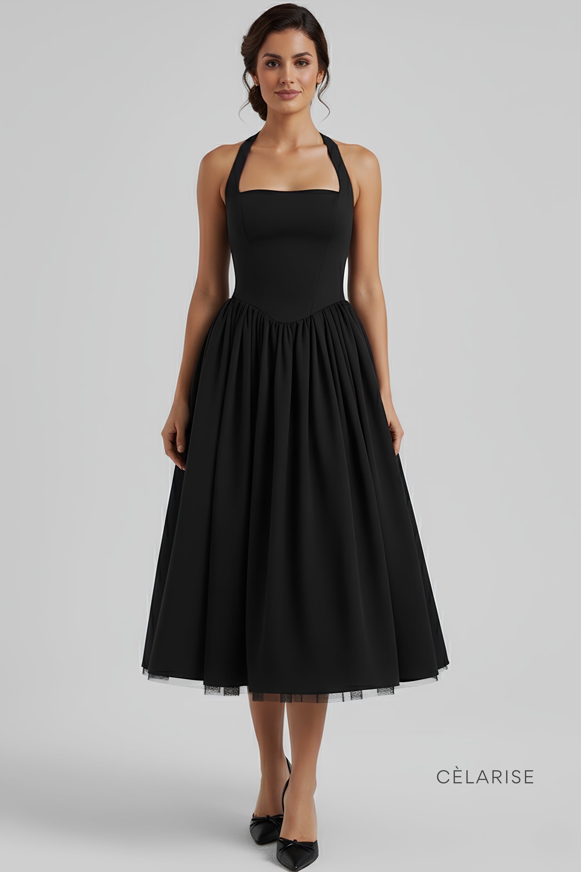 Celarise Cristel Zarif Modelleyici Midi Elbise | Preto-PP | Preto-P | Preto-M | Preto-G