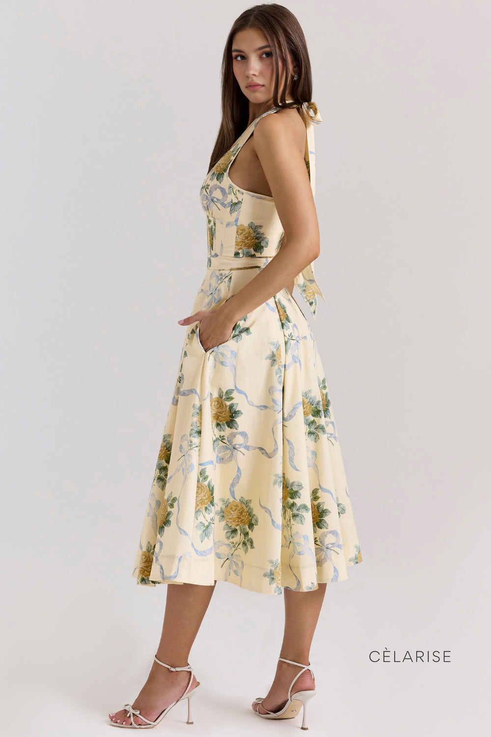 Celarise Evianna Uzun Kollu Vucuda Oturan Midi Elbise | Sari-PP | Sari-P | Sari-M | Sari-G