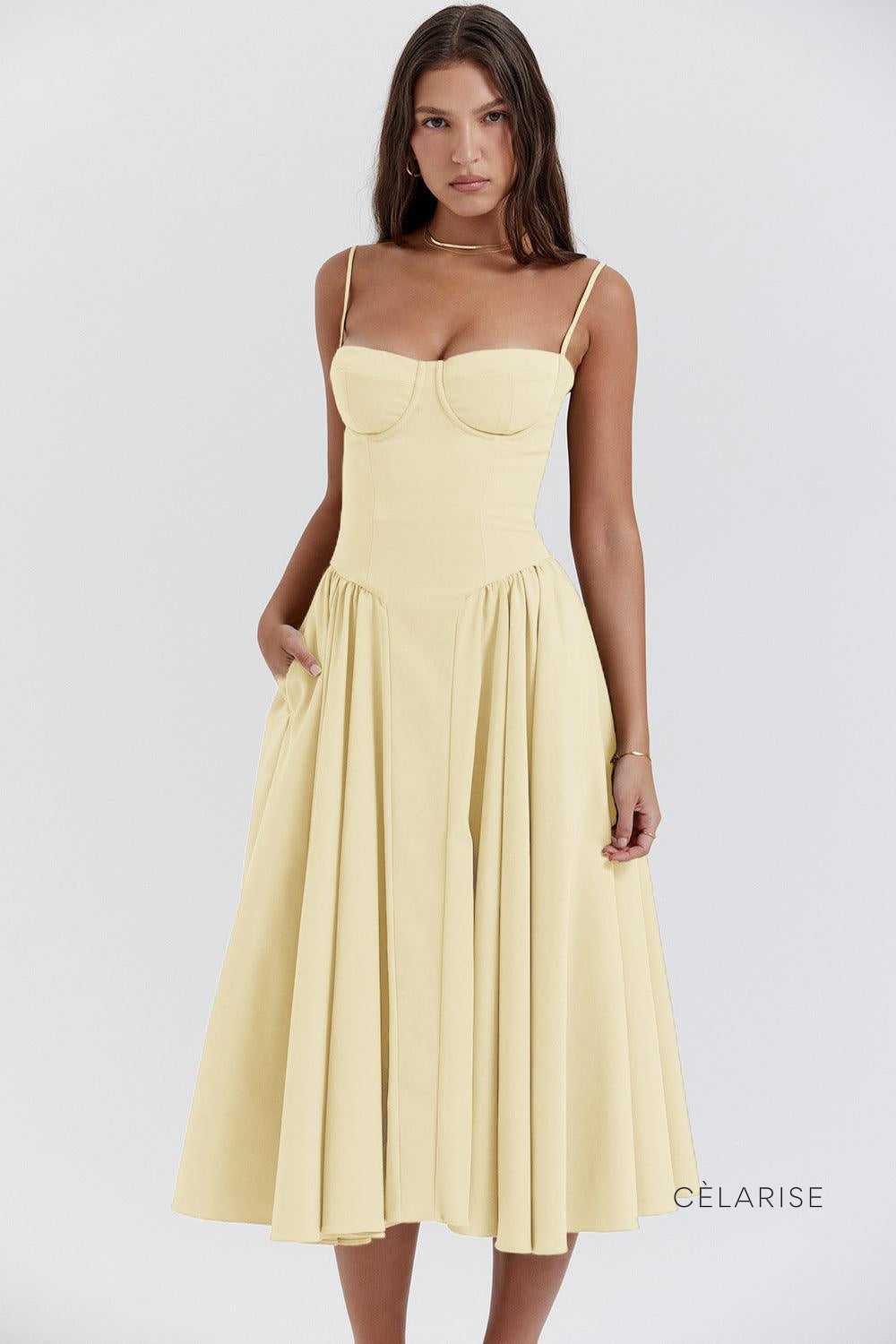 Celarise Genavieve Korse Kesimli Mini Elbise | Pembe-PP | Pembe-P | Pembe-M | Pembe-G | Pembe-GG