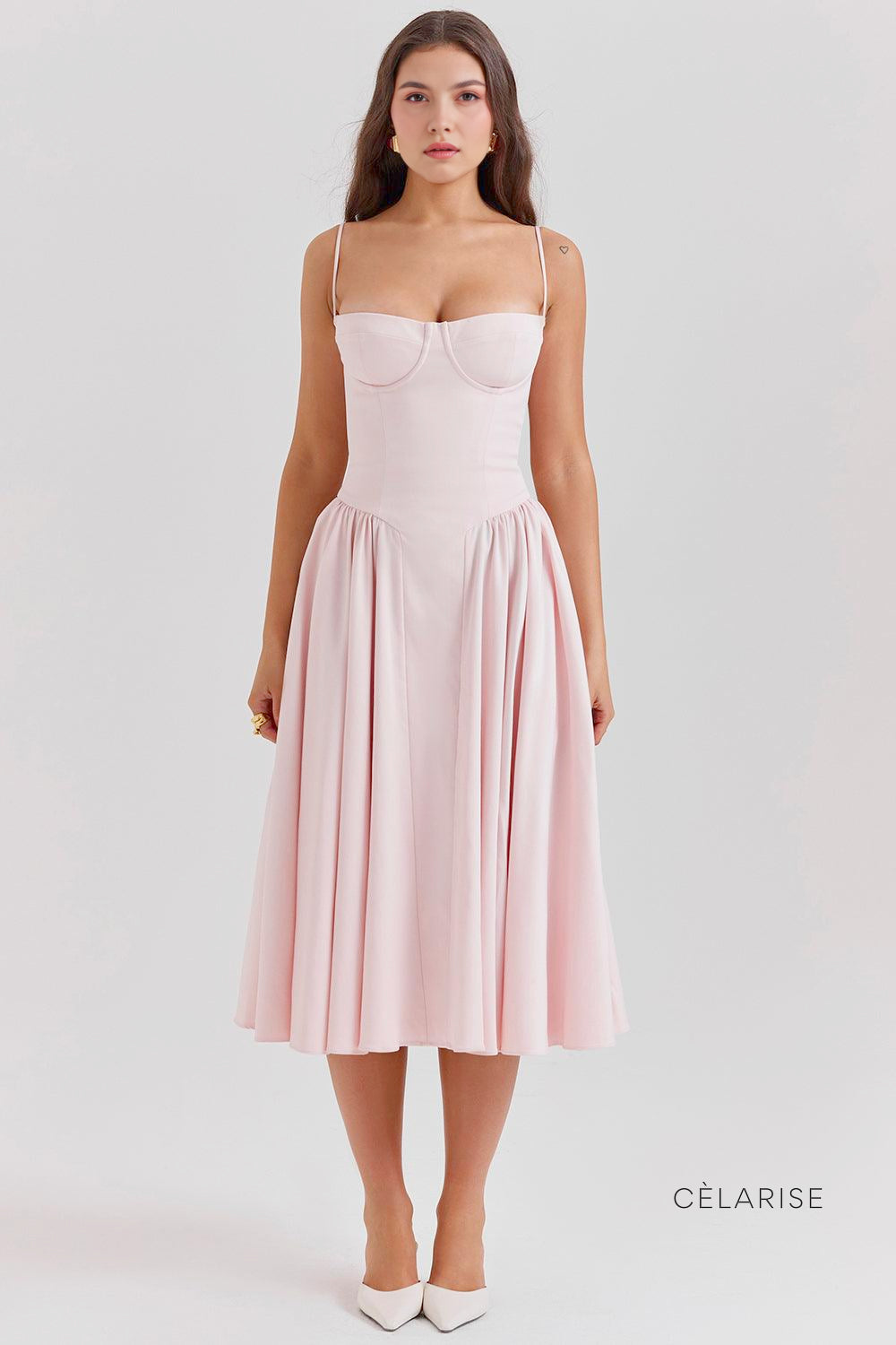 Celarise Genavieve Korse Kesimli Mini Elbise | Pembe-PP | Pembe-P | Pembe-M | Pembe-G | Pembe-GG