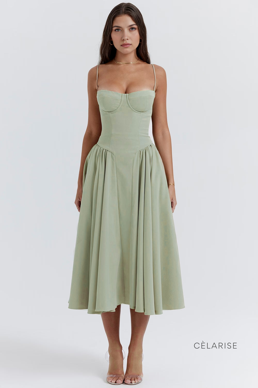 Celarise Genavieve Korse Kesimli Mini Elbise | Pistache-PP | Pistache-P | Pistache-M | Pistache-G | Pistache-GG