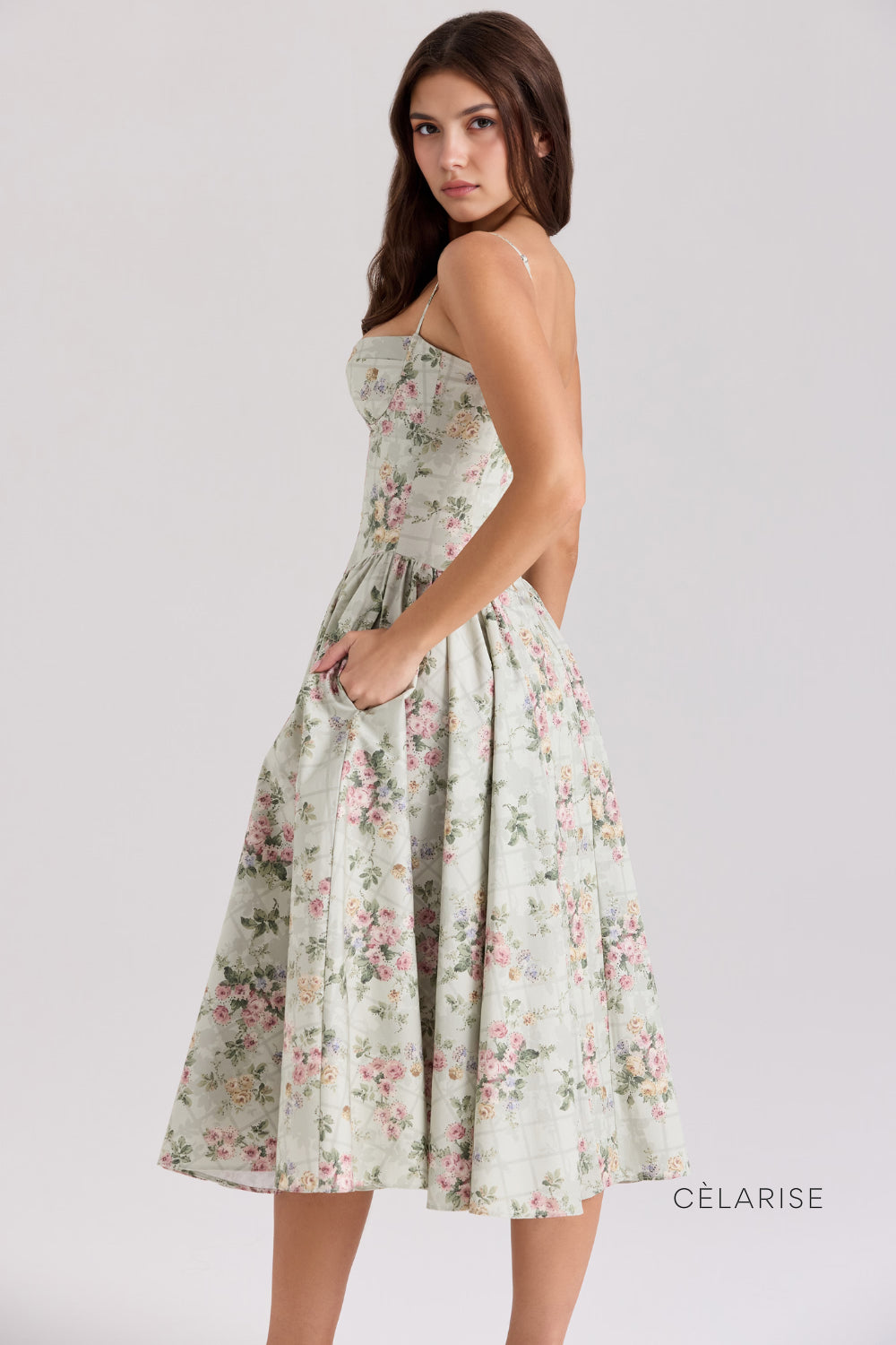 Celarise Genavieve Korse Kesimli Mini Elbise | Provence yesili-PP | Provence yesili-P | Provence yesili-M | Provence yesili-G | Provence yesili-GG