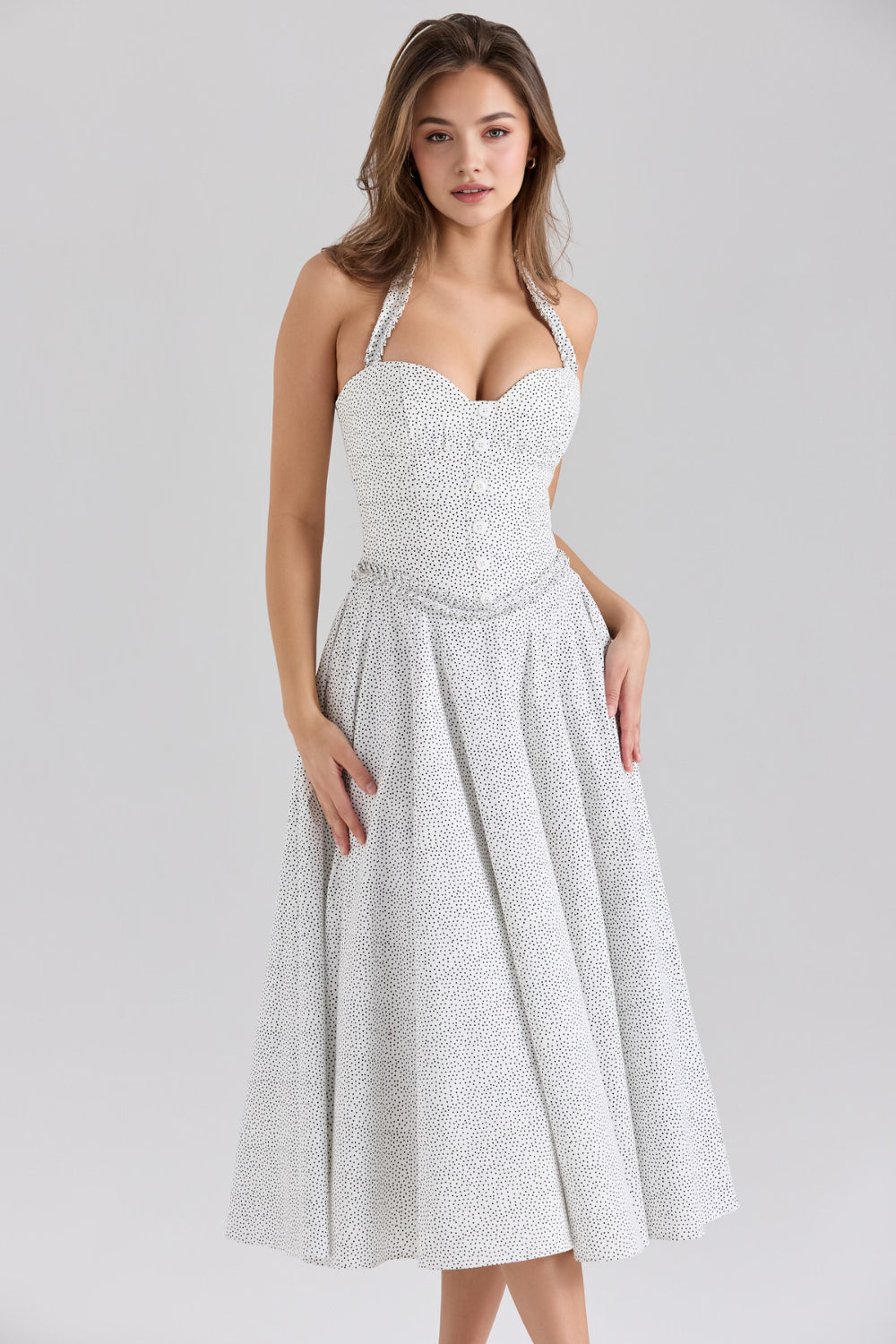 Celarise Harmoney Puantiye Kisa Kollu Maksi Elbise | Bolinhas-PP | Bolinhas-P | Bolinhas-M | Bolinhas-G