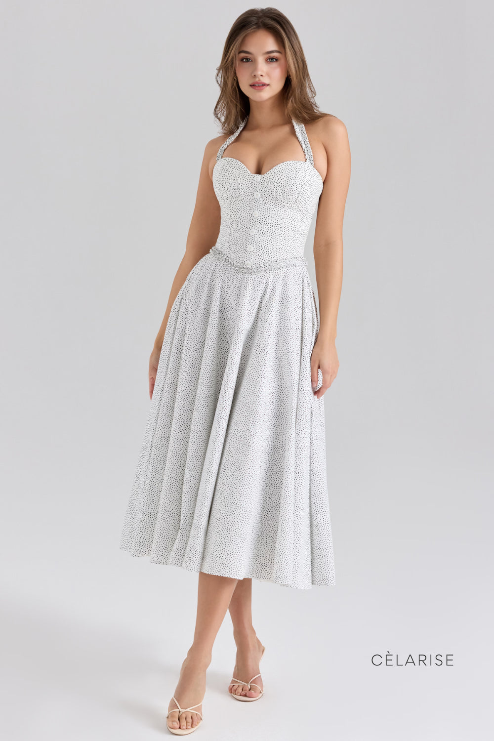 Celarise Harmoney Puantiye Kisa Kollu Maksi Elbise | Bolinhas-PP | Bolinhas-P | Bolinhas-M | Bolinhas-G