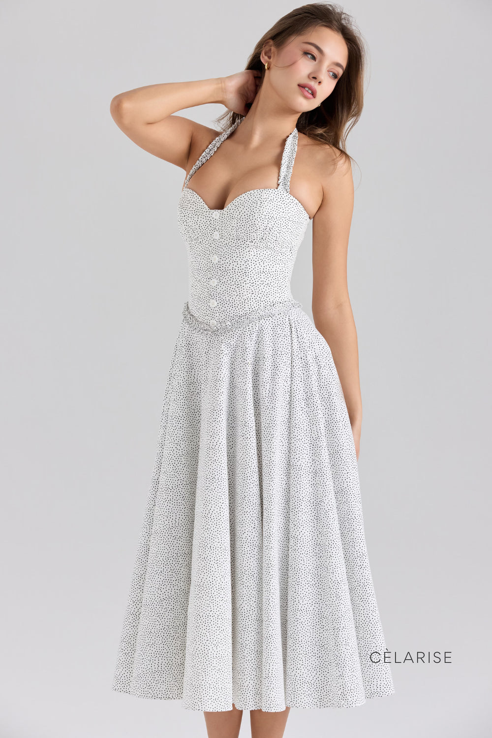 Celarise Harmoney Puantiye Kisa Kollu Maksi Elbise | Bolinhas-PP | Bolinhas-P | Bolinhas-M | Bolinhas-G