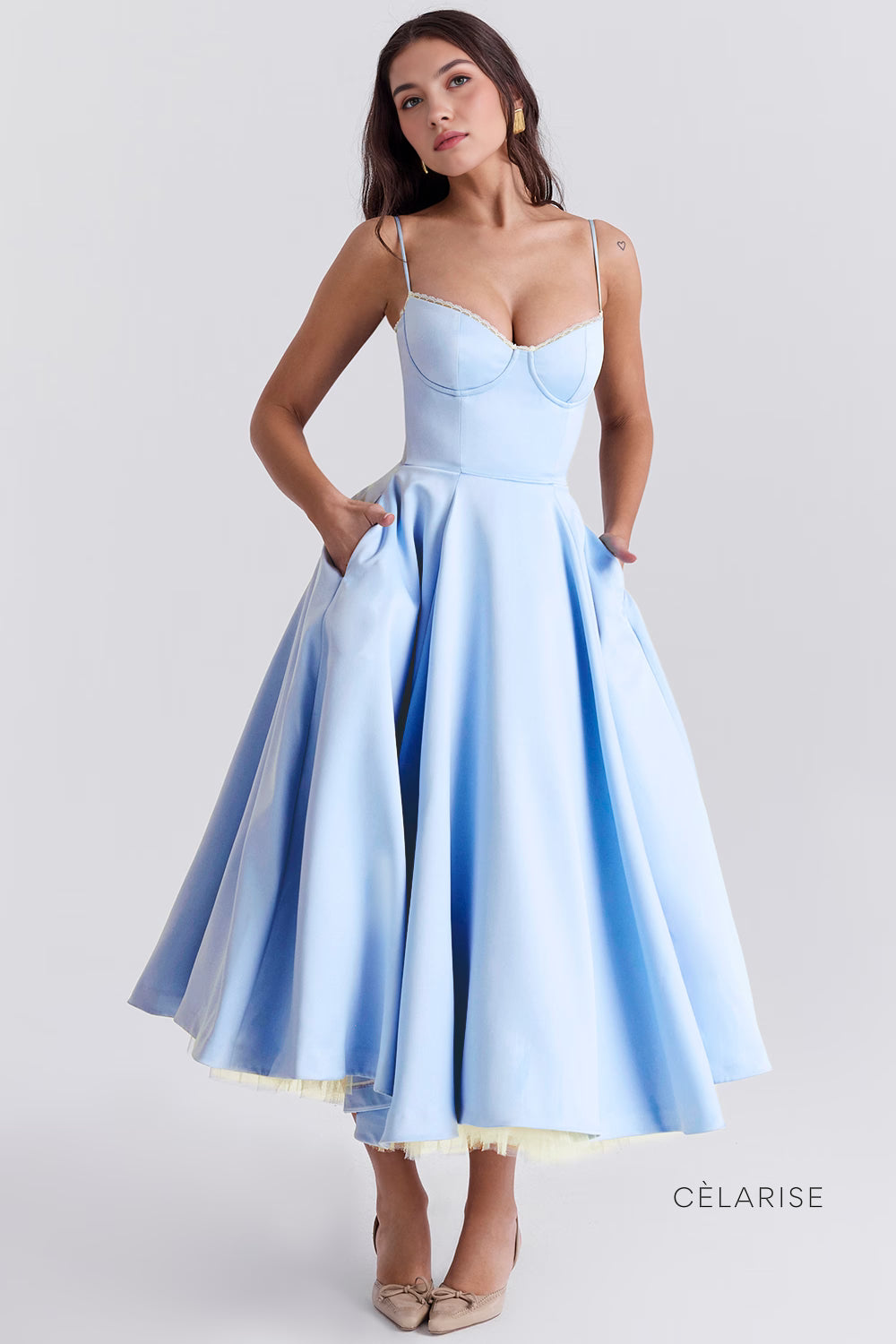 Celarise Ily Korsajli Saten Midi Elbise | Orman yesili-PP | Orman yesili-P | Orman yesili-M | Orman yesili-G | Orman yesili-GG