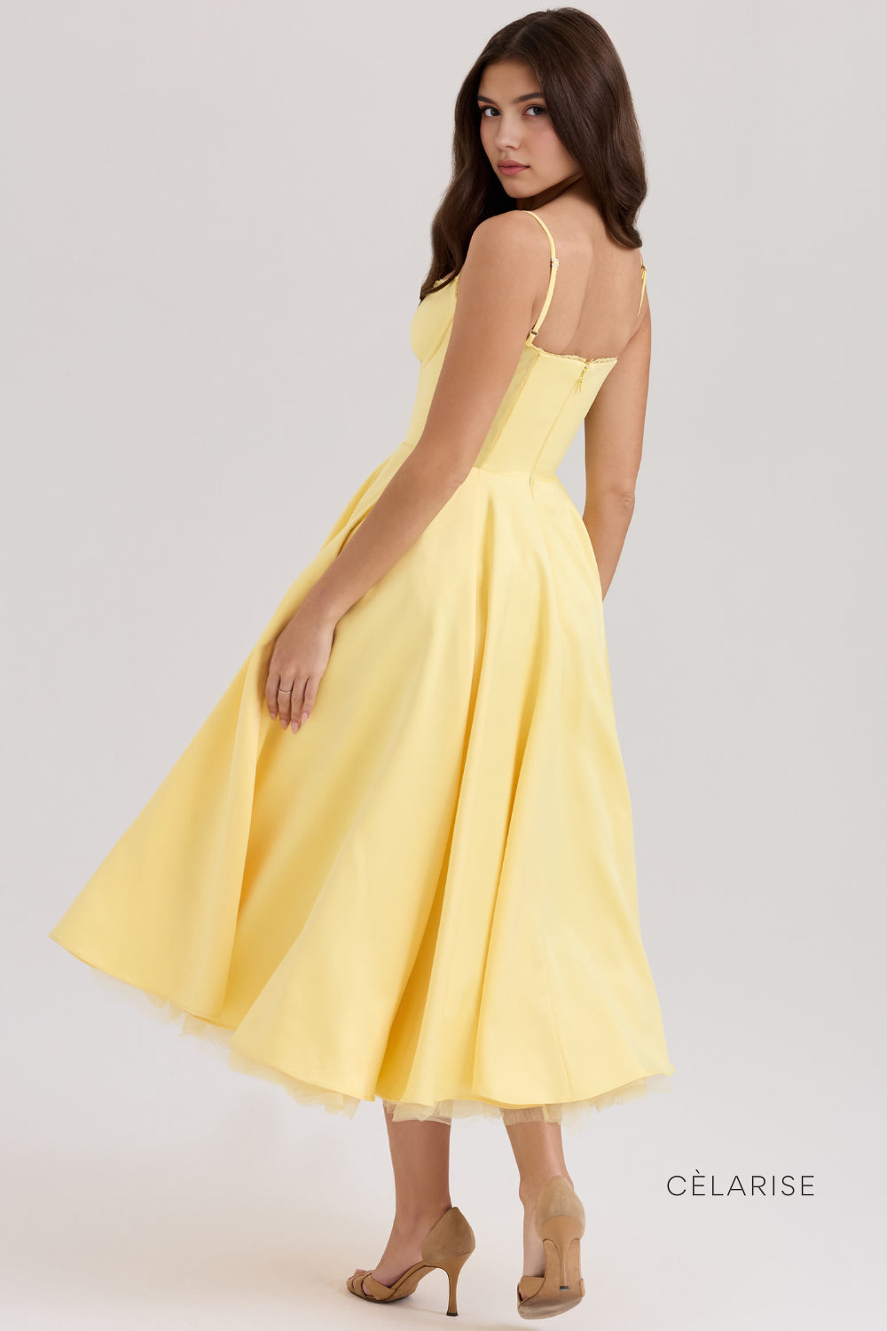 Celarise Ily Korsajli Saten Midi Elbise | Sari-PP | Sari-P | Sari-M | Sari-G | Sari-GG