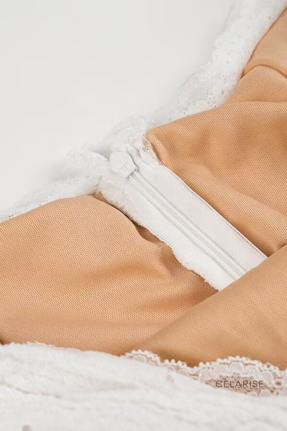 Celarise Jordin Dantel Firfir Mini Elbise | Branco-PP | Branco-P | Branco-M | Branco-G