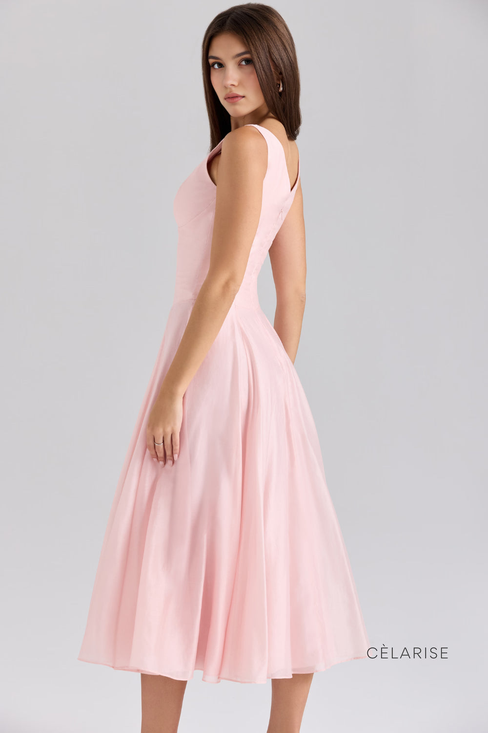 Celarise Julie Dar Kesim Midi Elbise | Pembe-PP | Pembe-P | Pembe-M | Pembe-G