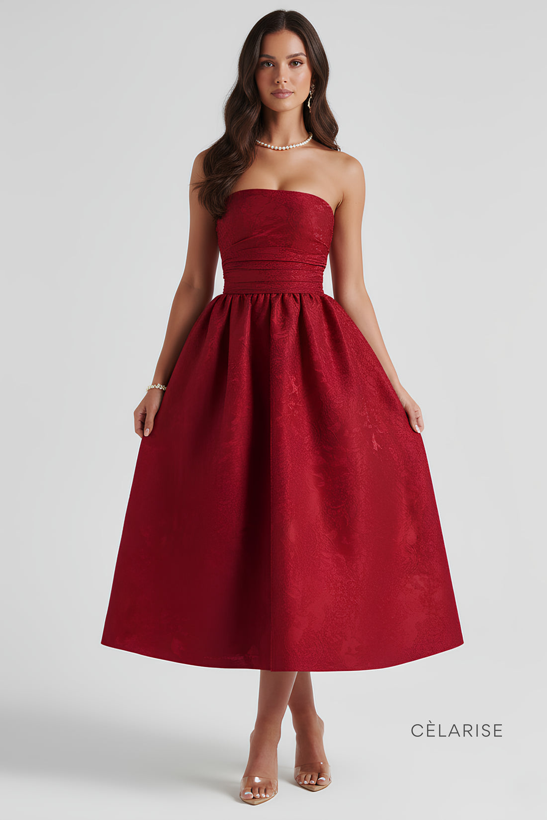 Celarise Kelsey Bustiyer Midi Elbise | Kirmizi-PP | Kirmizi-P | Kirmizi-M | Kirmizi-G