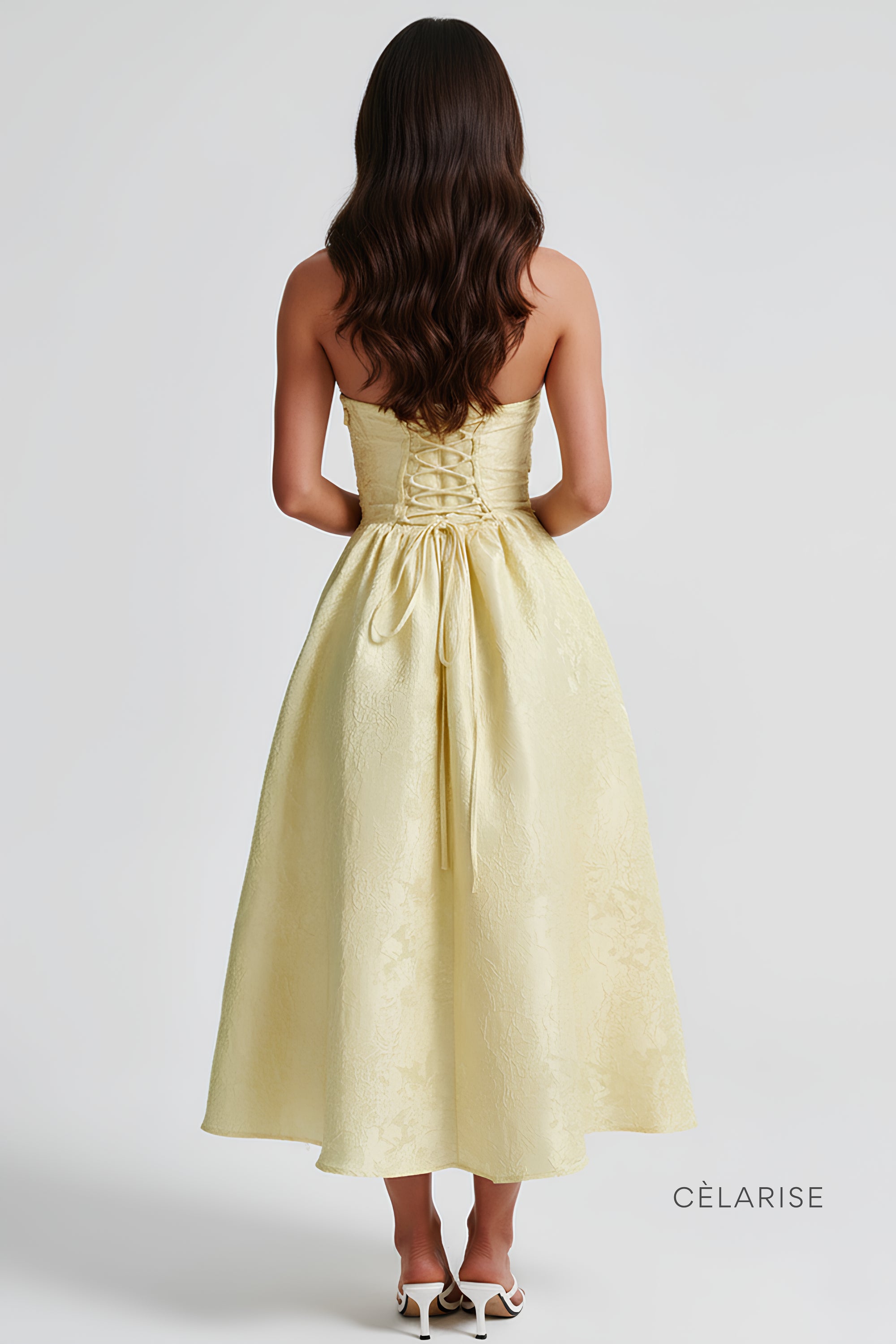 Celarise Kelsey Bustiyer Midi Elbise | Beyaz-PP | Beyaz-P | Beyaz-M | Beyaz-G