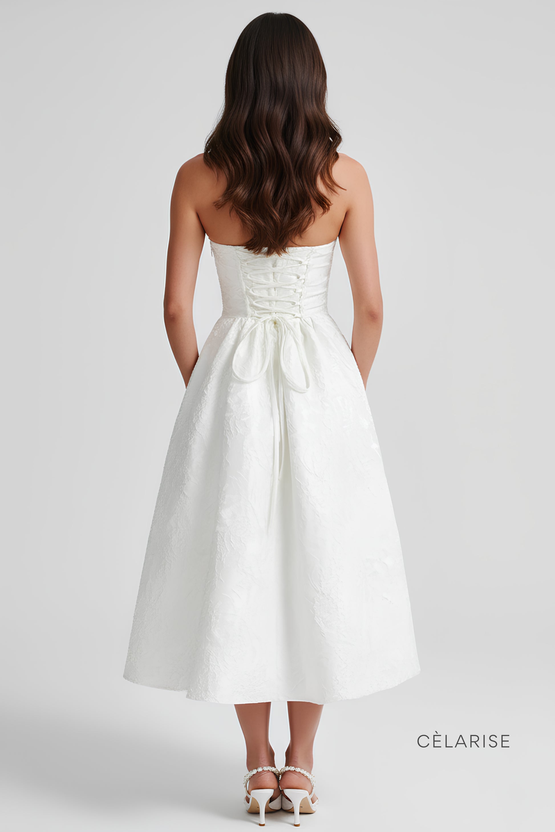 Celarise Kelsey Bustiyer Midi Elbise | Beyaz-PP | Beyaz-P | Beyaz-M | Beyaz-G