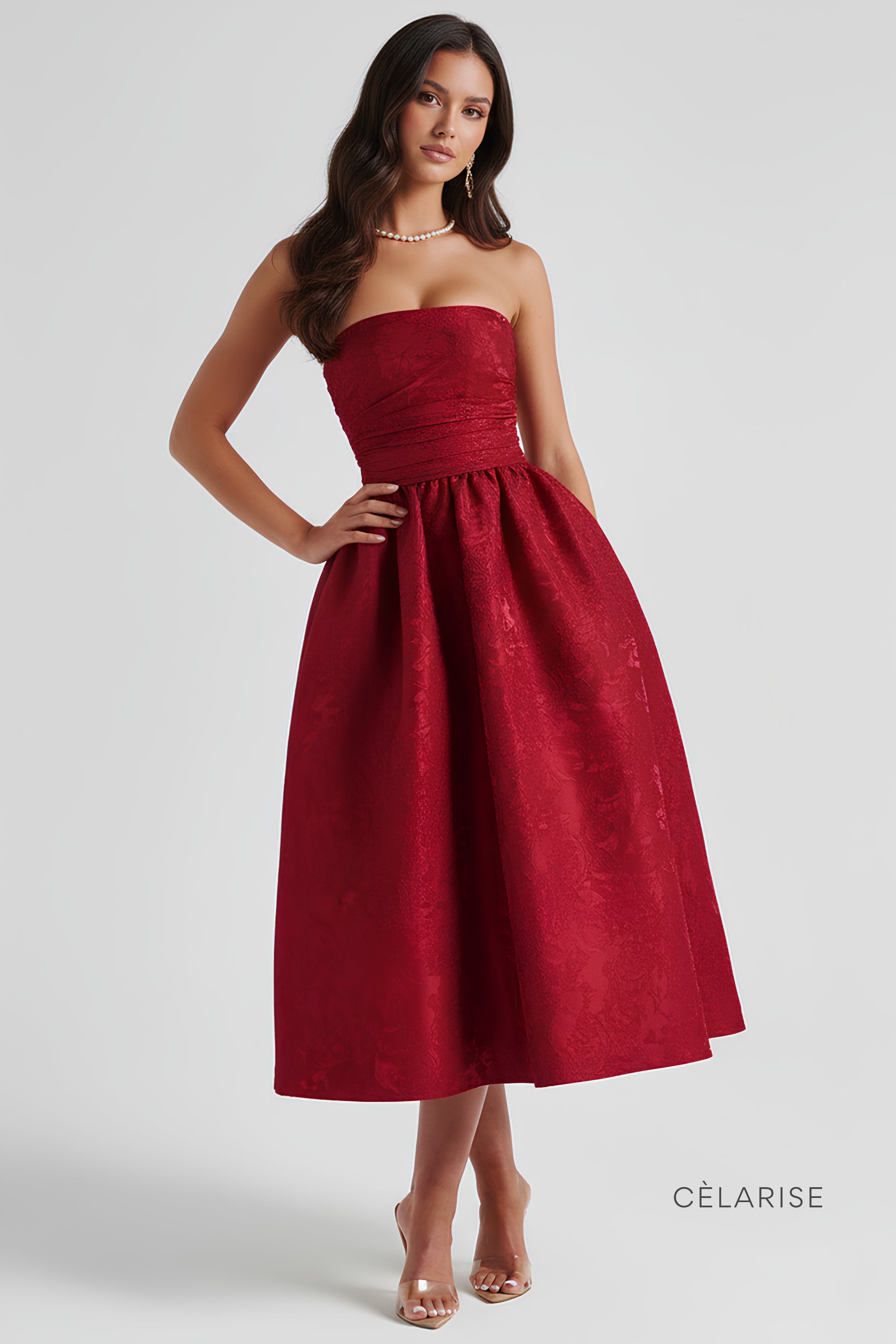Celarise Kelsey Bustiyer Midi Elbise | Kirmizi-PP | Kirmizi-P | Kirmizi-M | Kirmizi-G