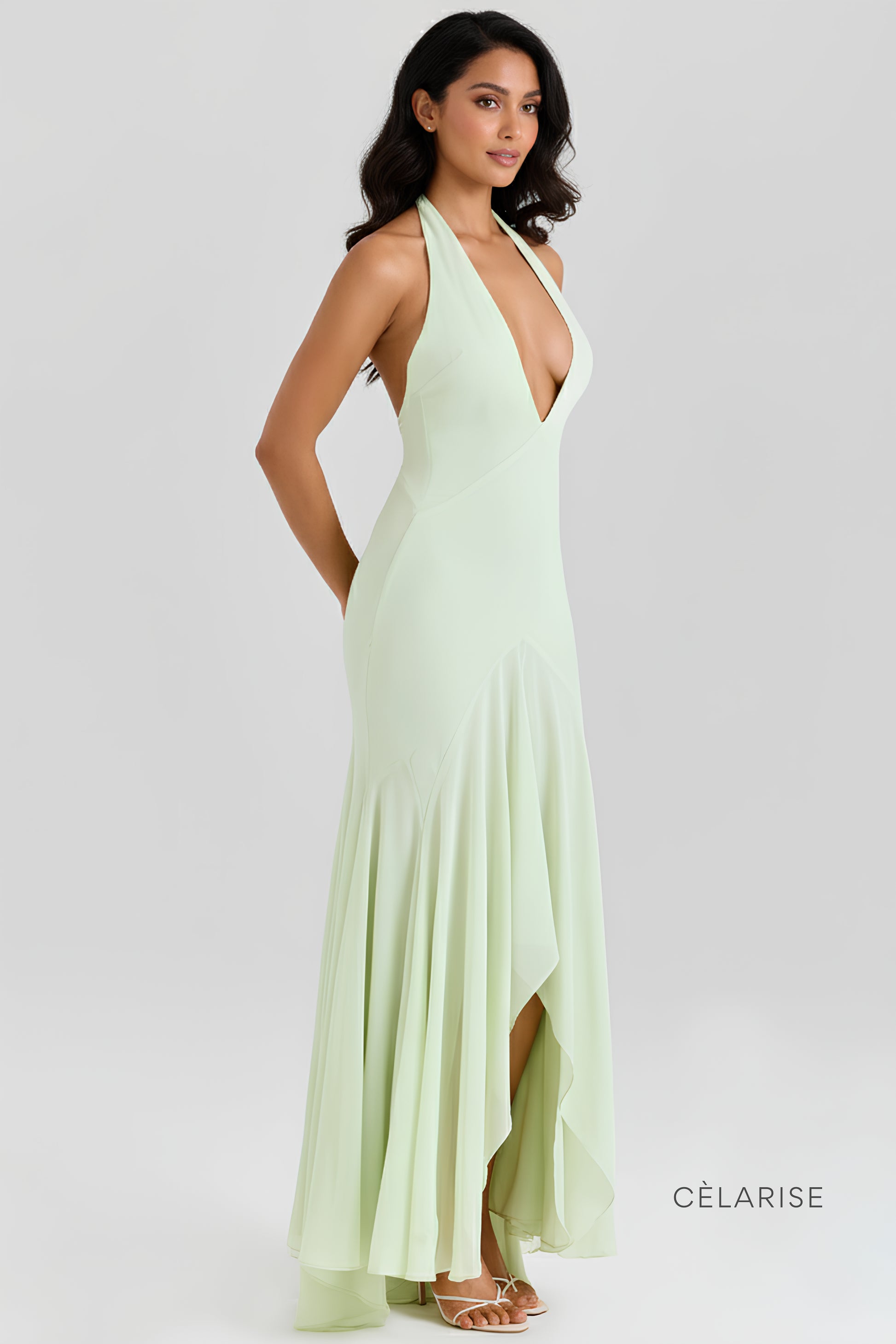 Celarise Kennady Sirt Dekolteli Maksi Elbise | Fistik yesili-PP | Fistik yesili-P | Fistik yesili-M | Fistik yesili-G