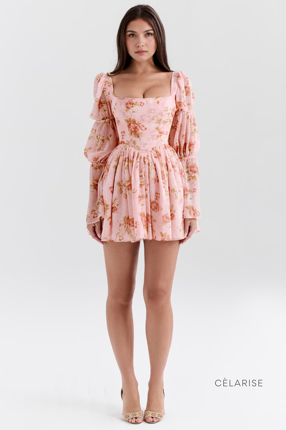 Celarise Laiya Balon Kol Tul Mini Elbise | Rosa-PP | Rosa-P | Rosa-M | Rosa-G
