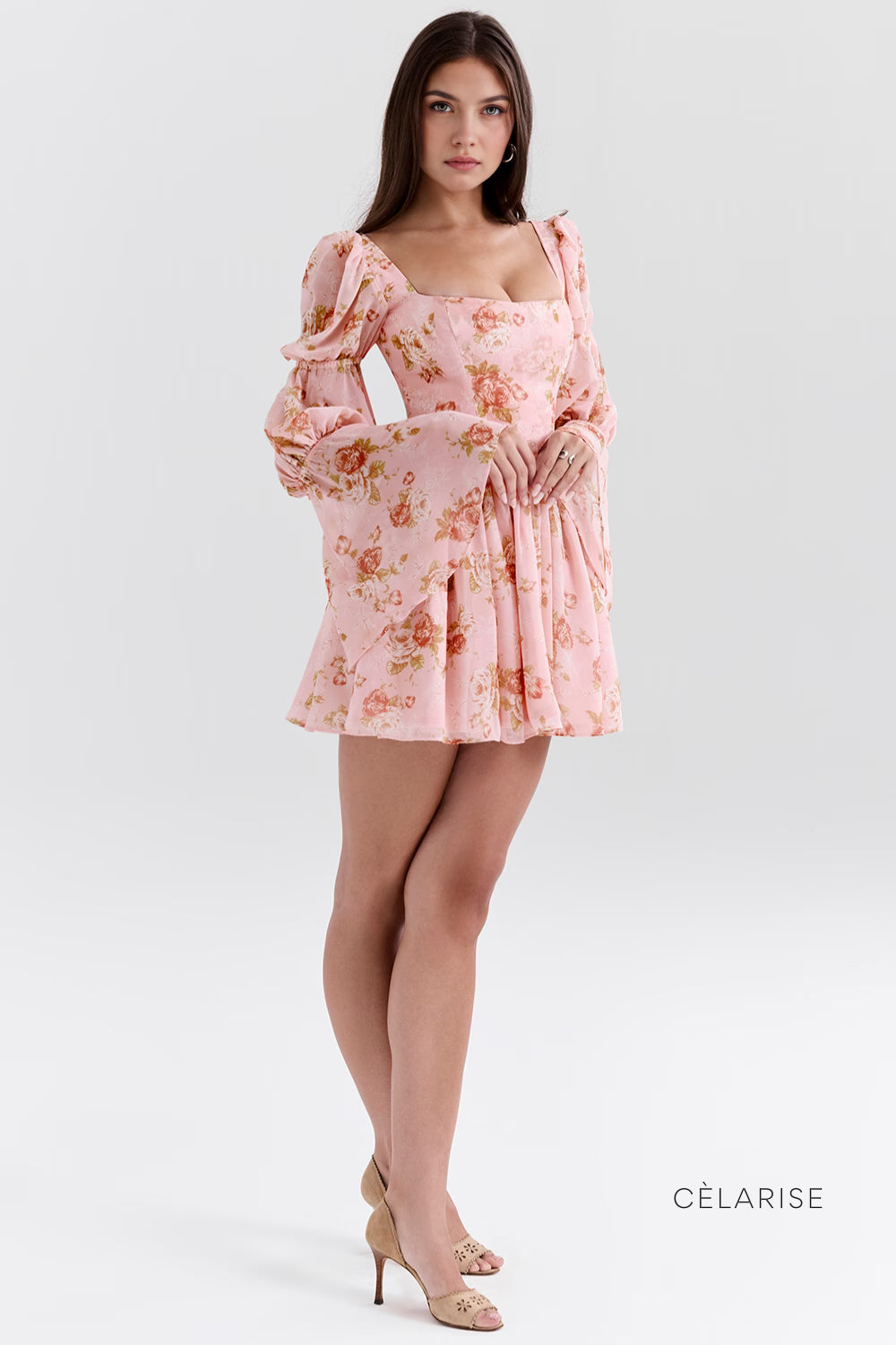 Celarise Laiya Balon Kol Tul Mini Elbise | Rosa-PP | Rosa-P | Rosa-M | Rosa-G