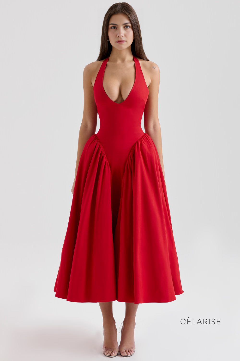 Celarise Marlene Baglamali Yaka Mini Elbise | Kirmizi-PP | Kirmizi-P | Kirmizi-M | Kirmizi-G