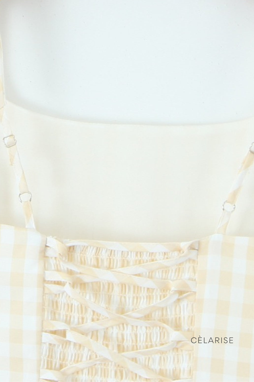 Celarise Meira Bustiyer Ekose Midi Elbise | Amarelo-PP | Amarelo-P | Amarelo-M | Amarelo-G