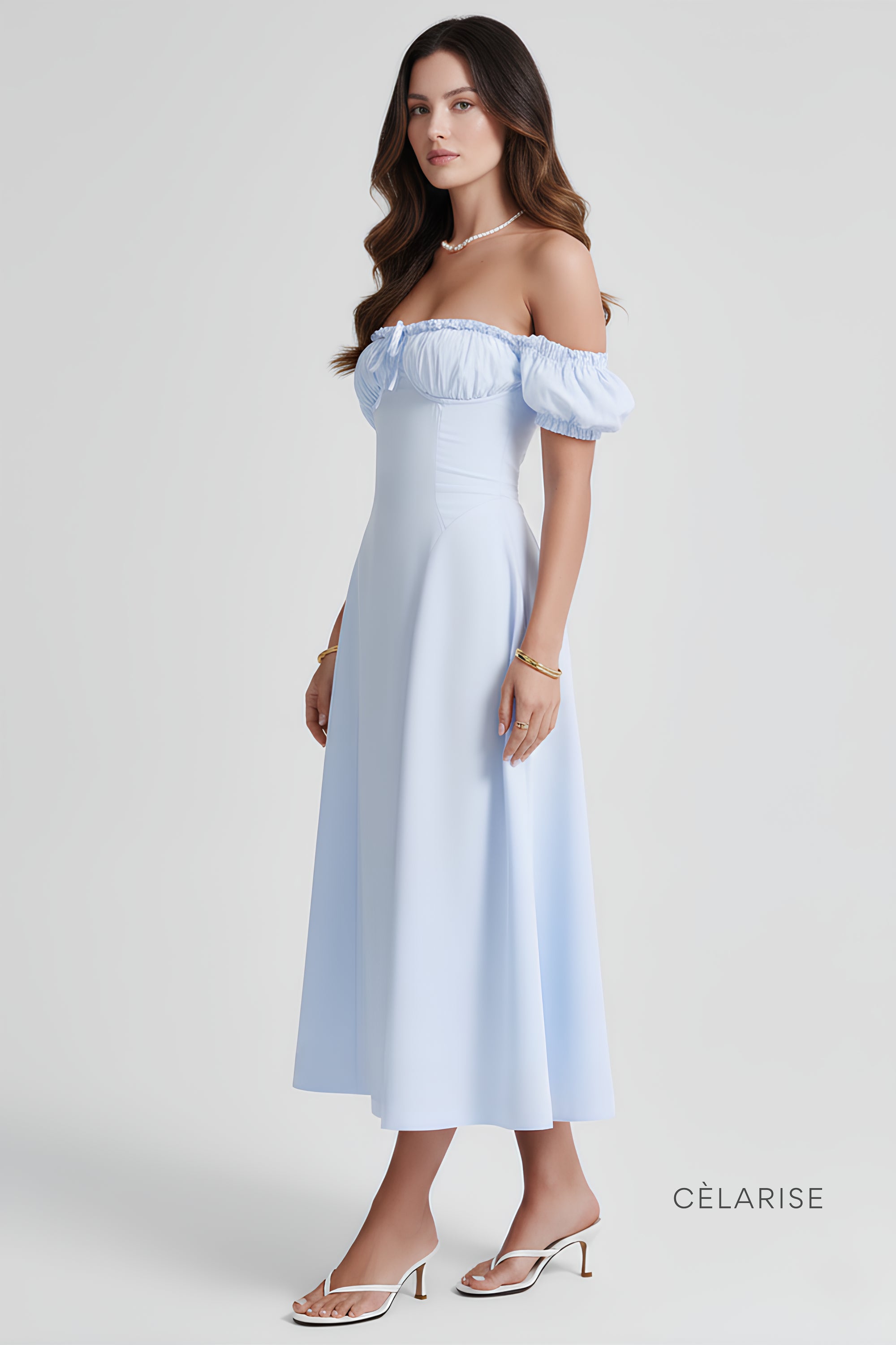 Celarise Mikaela Korse Siluet Midi Elbise | Mavi-PP | Mavi-P | Mavi-M | Mavi-G