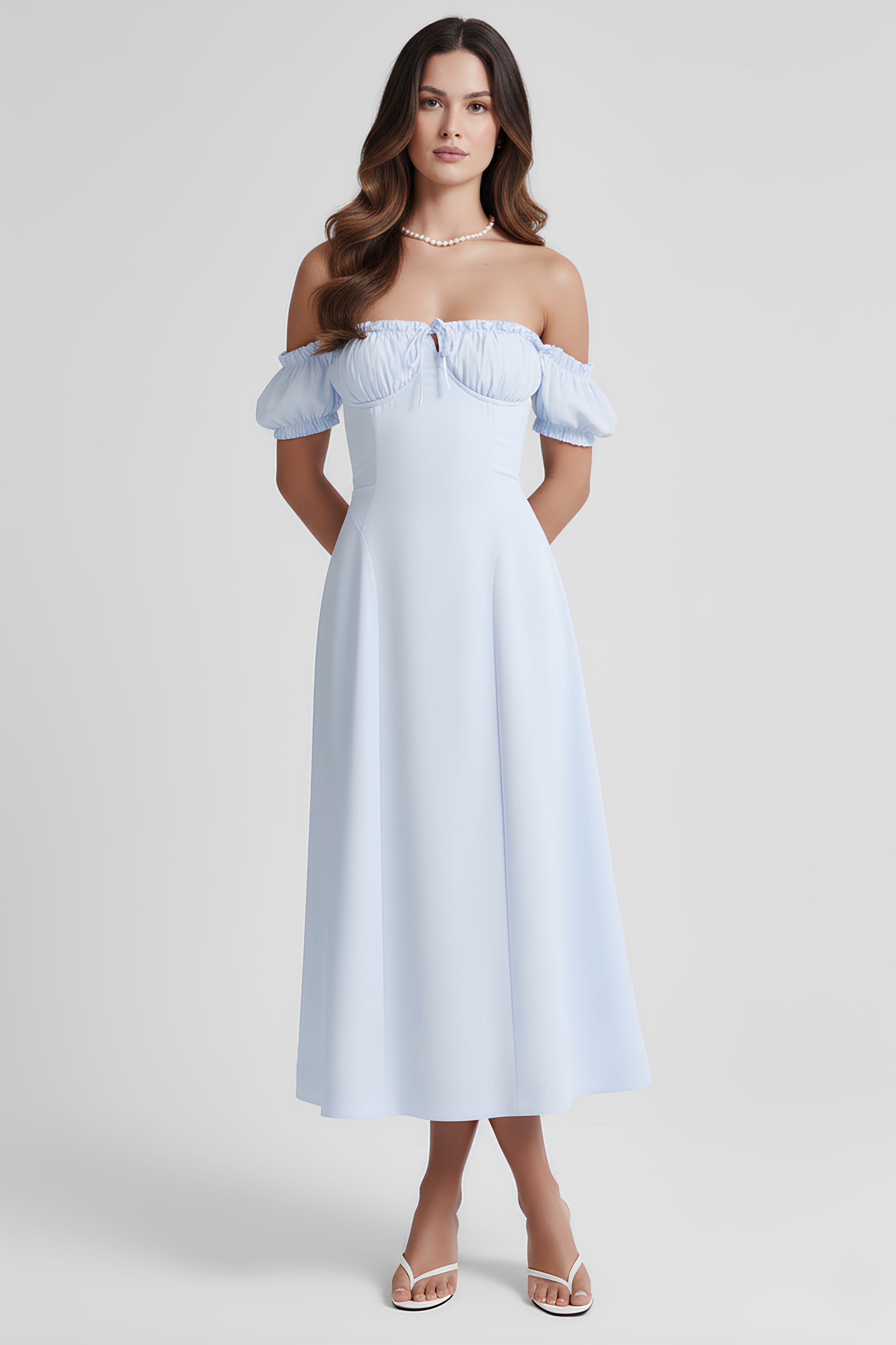 Celarise Mikaela Korse Siluet Midi Elbise | Mavi-PP | Mavi-P | Mavi-M | Mavi-G