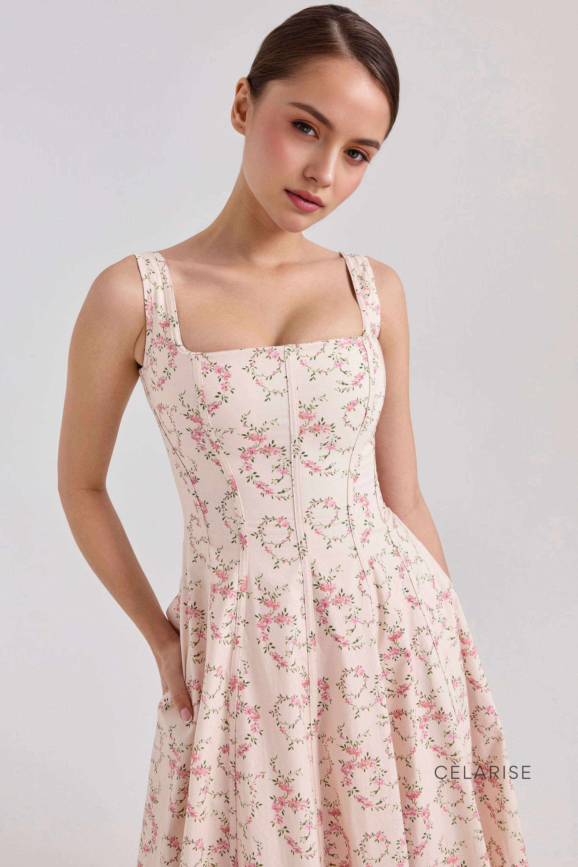 Celarise Sora Korse Detayli Midi Elbise | Beyaz-PP | Beyaz-P | Beyaz-M | Beyaz-G