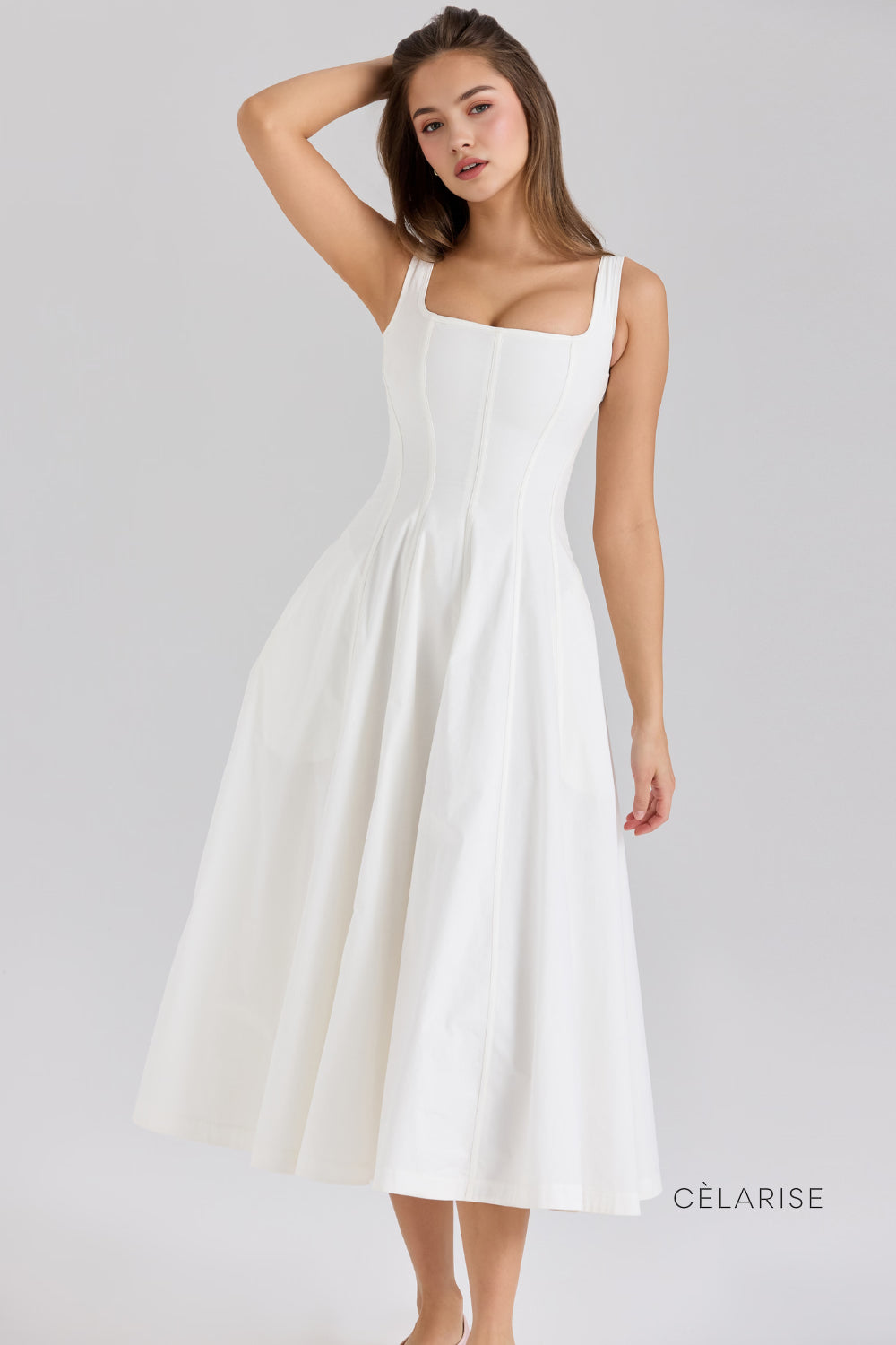 Celarise Sora Korse Detayli Midi Elbise | Kahverengi-PP | Kahverengi-P | Kahverengi-M | Kahverengi-G