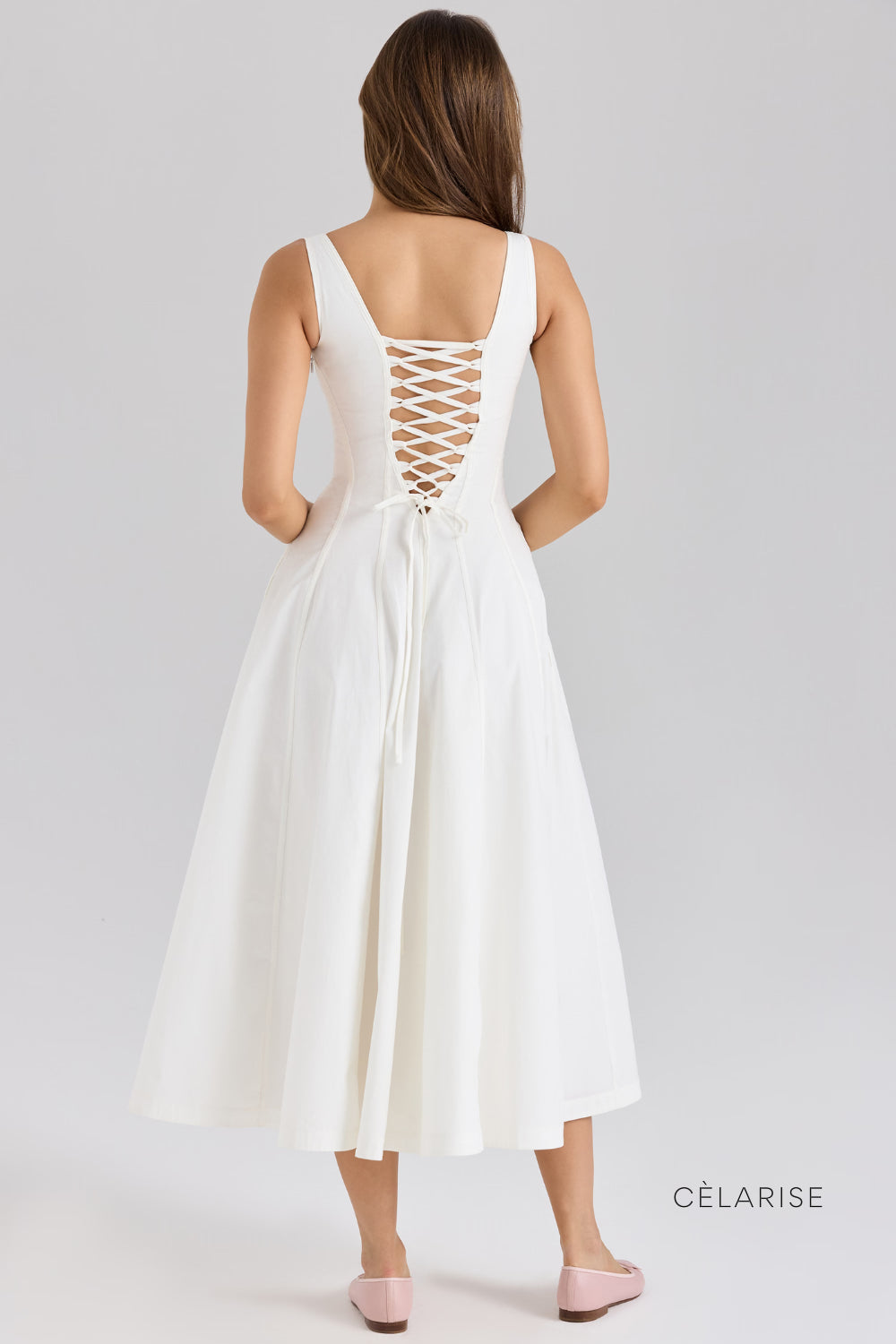 Celarise Sora Korse Detayli Midi Elbise | Kahverengi-PP | Kahverengi-P | Kahverengi-M | Kahverengi-G