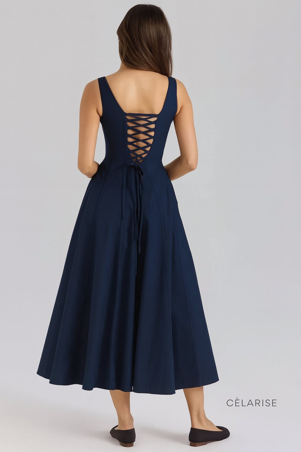 Celarise Sora Korse Detayli Midi Elbise | Kahverengi-PP | Kahverengi-P | Kahverengi-M | Kahverengi-G