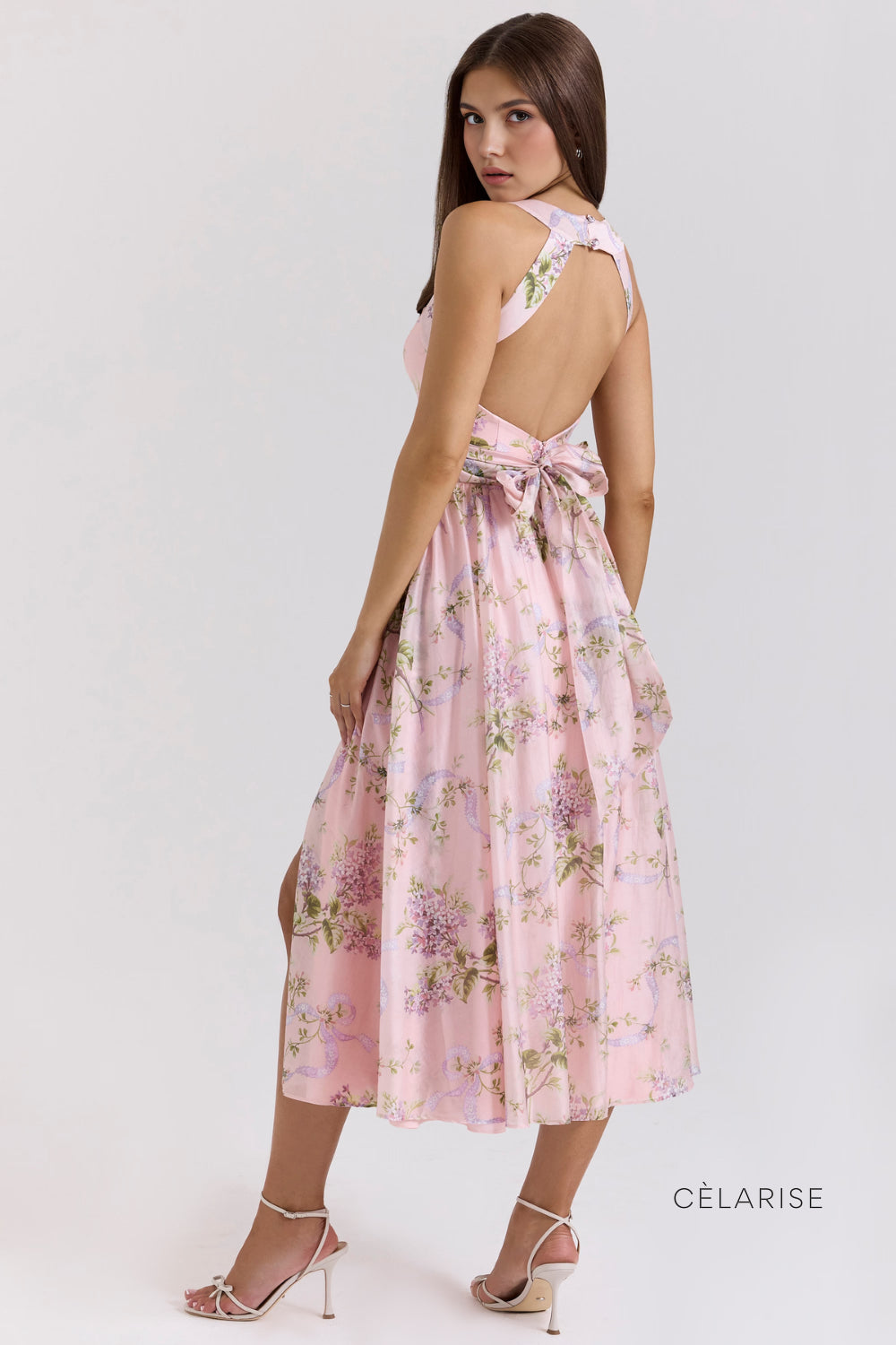 Celarise Sterling Romantik Cicekli Midi Elbise | Pembe cicekli-PP | Pembe cicekli-P | Pembe cicekli-M | Pembe cicekli-G