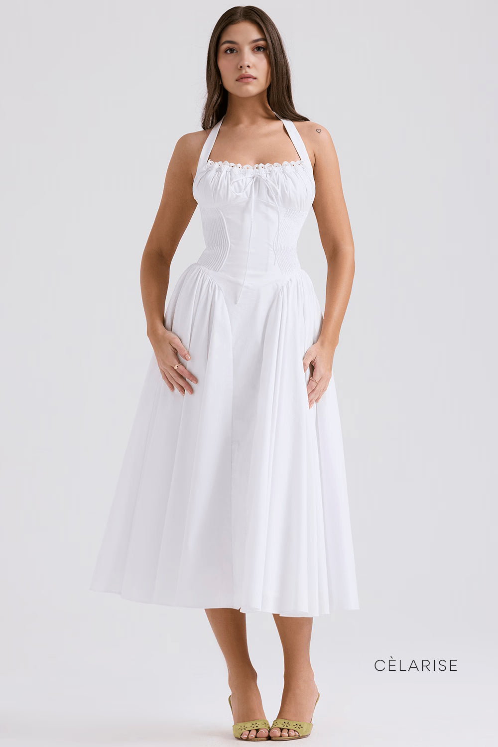 Celarise Suzanna Baglamali Dantel Mini Elbise | Beyaz-PP | Beyaz-P | Beyaz-M | Beyaz-G