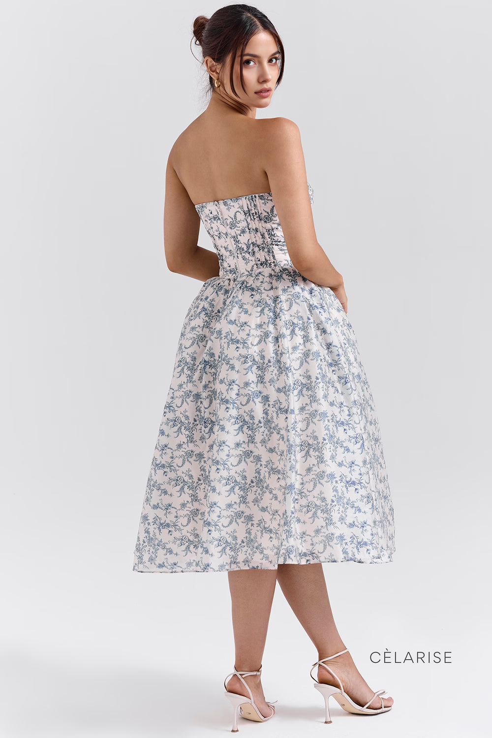 Celarise Tova Cicekli Korseli Mini Elbise | Cicekli mavi-PP | Cicekli mavi-P | Cicekli mavi-M | Cicekli mavi-G