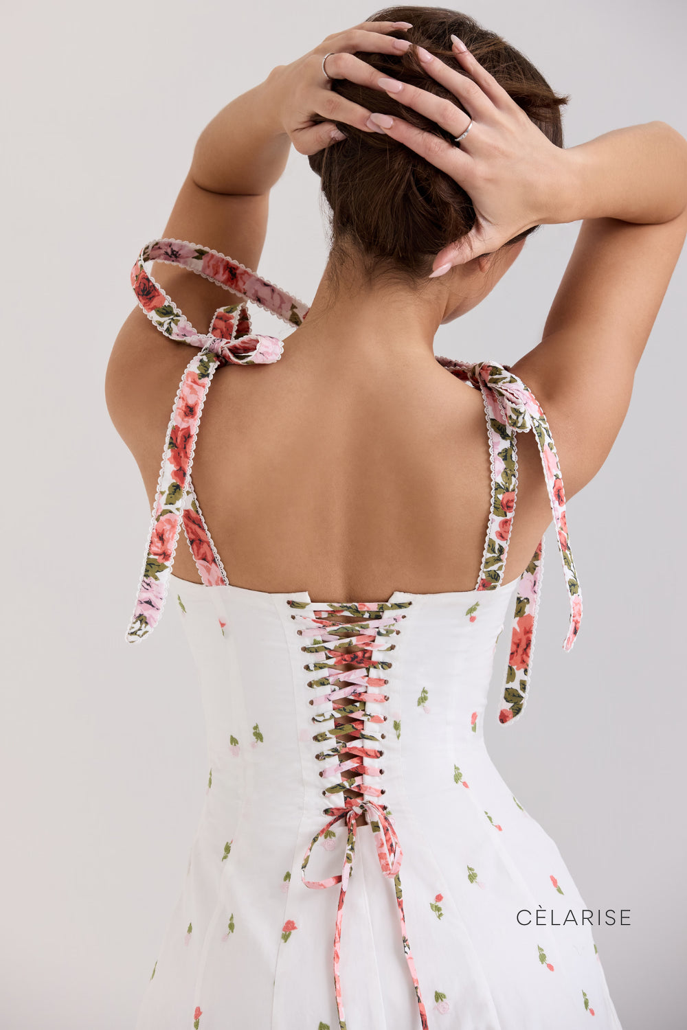 Celarise Zuleyka Buzgulu Strappy Mini Elbise | Cicekli-PP | Cicekli-P | Cicekli-M | Cicekli-G